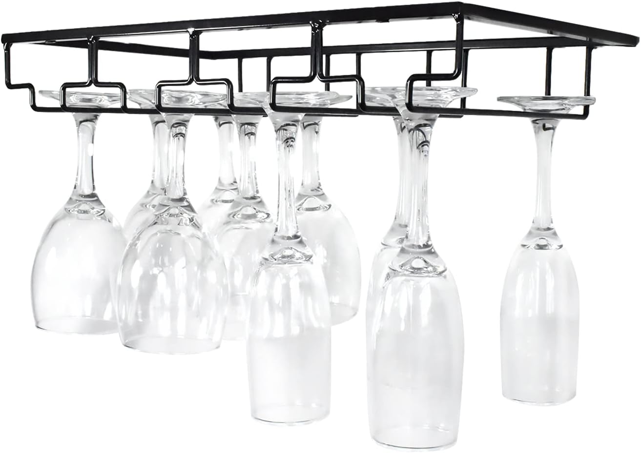 4 Rows Wine Glass Rack Under Cabinet 2 Packs Stemware Holder