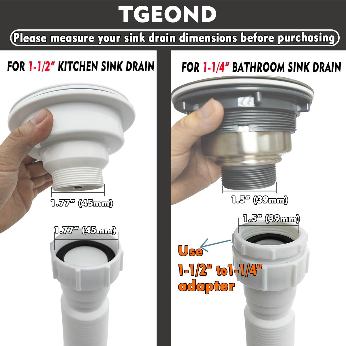 TGEOND Flexible 1-12 P-Trap 30 Inch White
