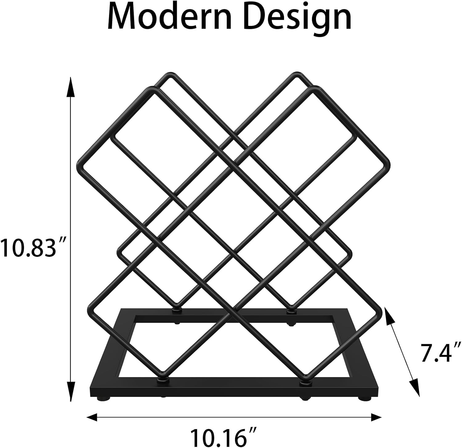 KOKSTOP 6-Bottle Countertop Wine Rack Modern Black Metal Holder