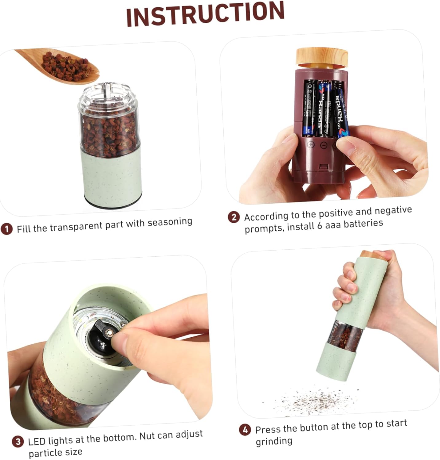 DECHOUS 2-Piece Electric Salt Pepper Shaker Set 1