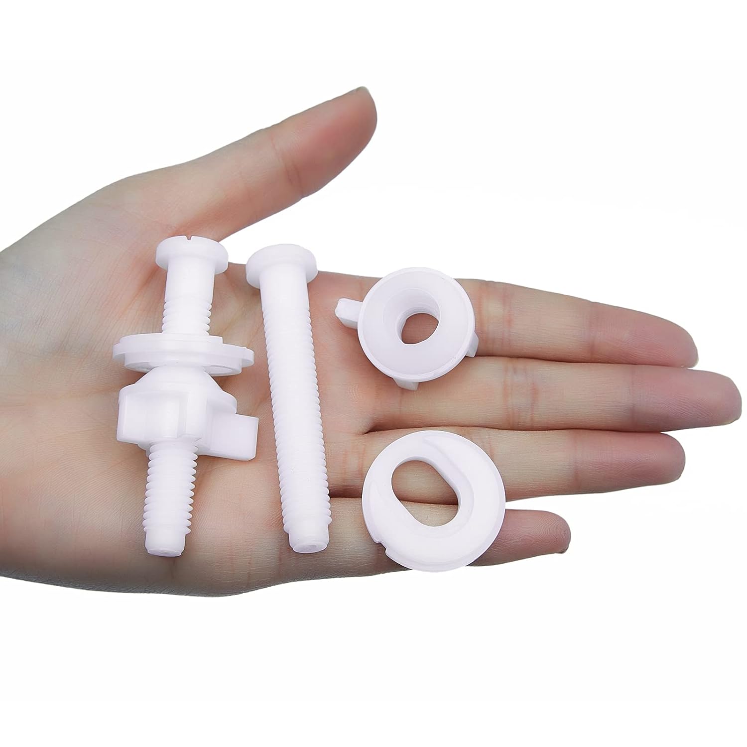 2Pcs Universal Plastic Toilet Seat Hinge Kit with Nuts and Washers White