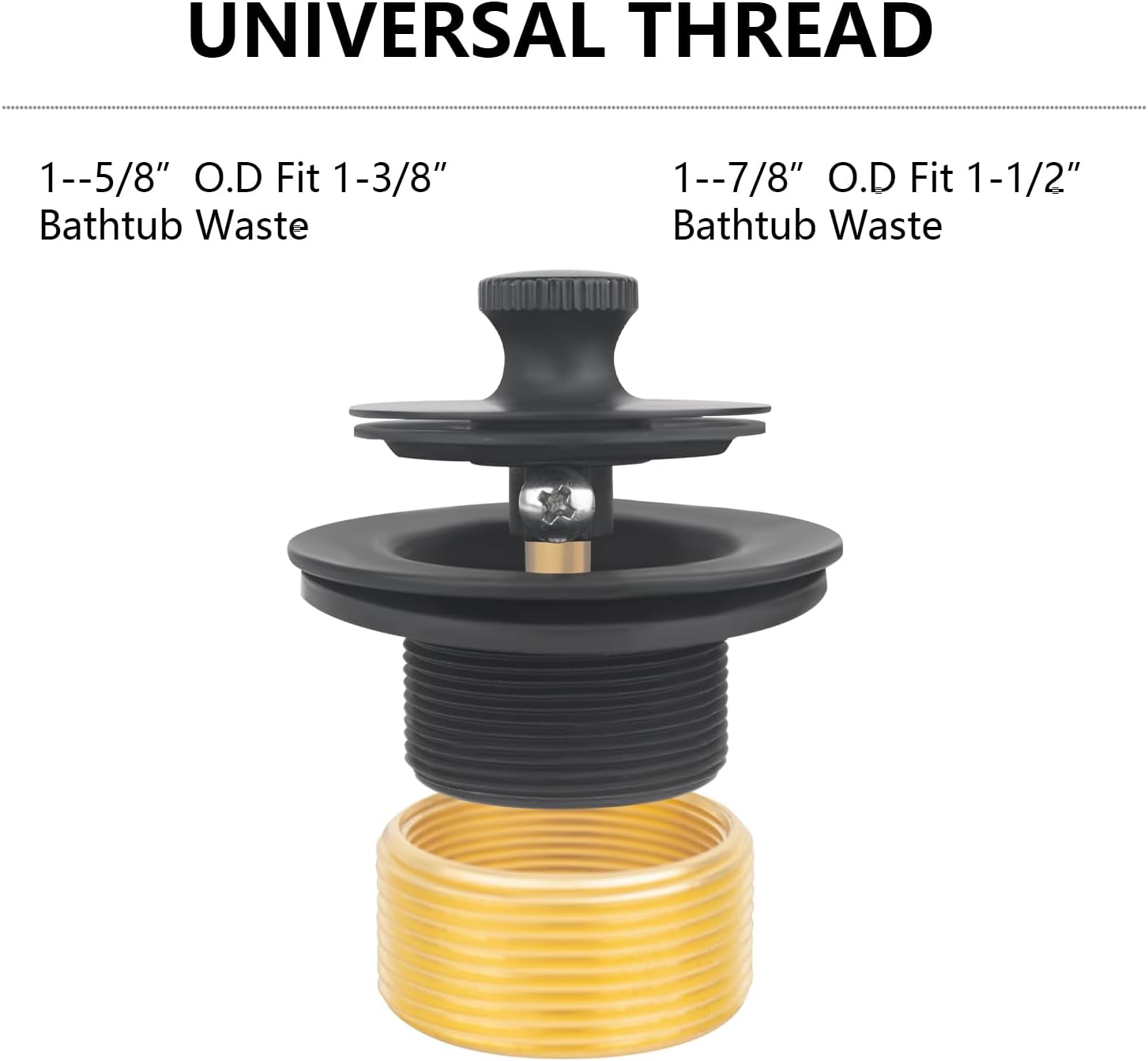 Uni-Green Matte Black Bathtub Drain Kit with Hair Catcher