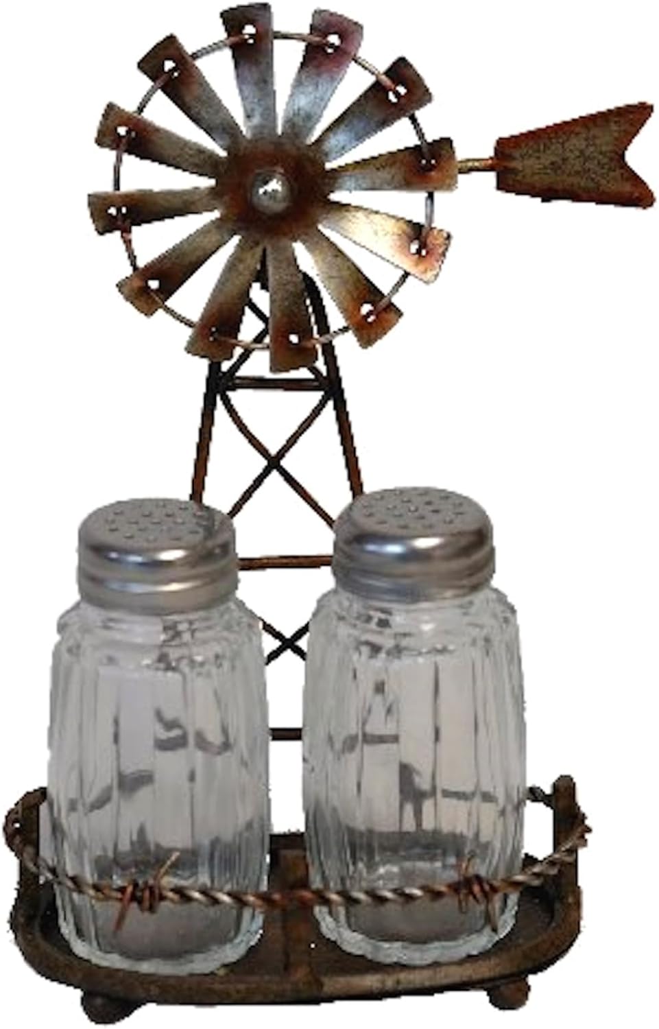 The Bridge Collection Windmill Salt and Pepper Shaker Holder Set - 3 Piece