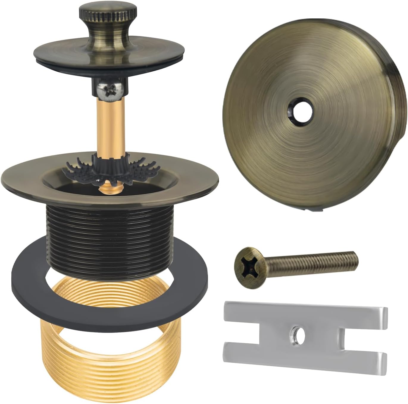 Uni-Green Antique Brass Tub Drain Kit with Hair Catcher