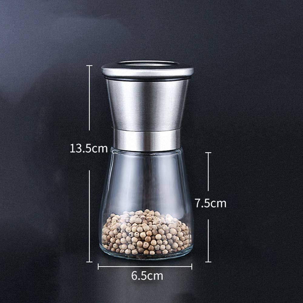 Premium Stainless Steel Salt and Pepper Grinder Set with Glass Body