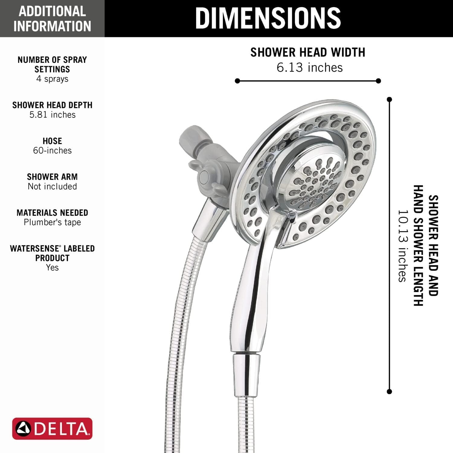 Delta In2ition 4 Setting 2-in-1 Handheld and Showerhead Chrome