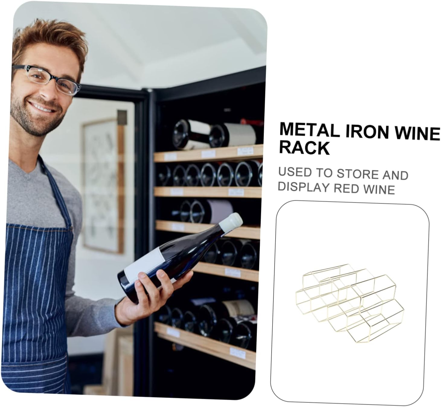 Hemoton 7-Bottle Metal Wine Display Rack
