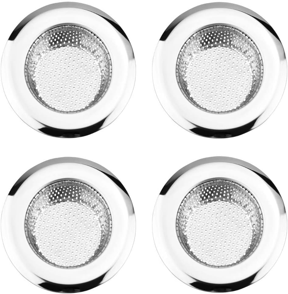 4PCS 304 Stainless Steel Drain Strainer Set with Silver Finish 35 Inch