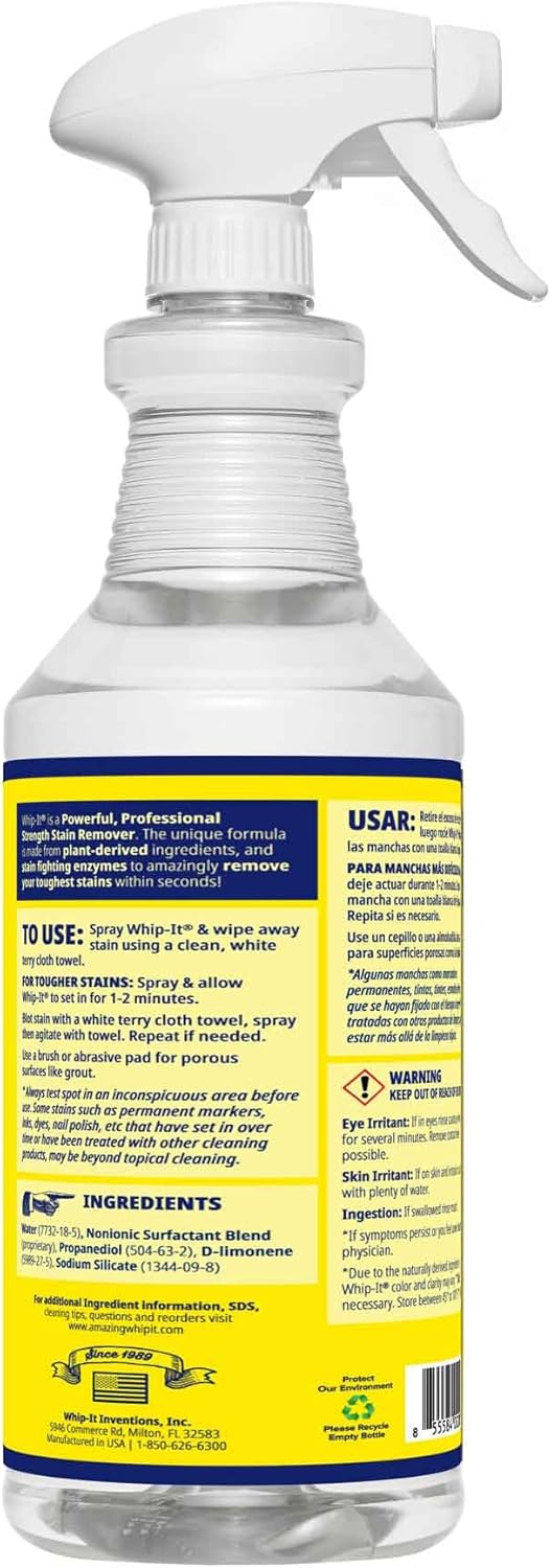 THE AMAZING WHIP-IT Multi Purpose Stain Remover 32 OZ 1