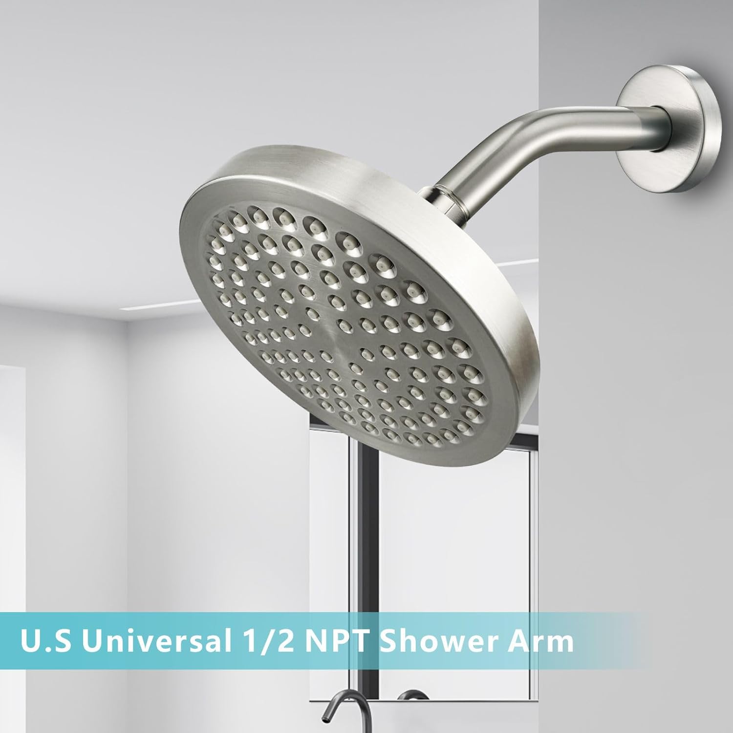 Nuodan 6 Inch Shower Arm with Flange Brushed Nickel