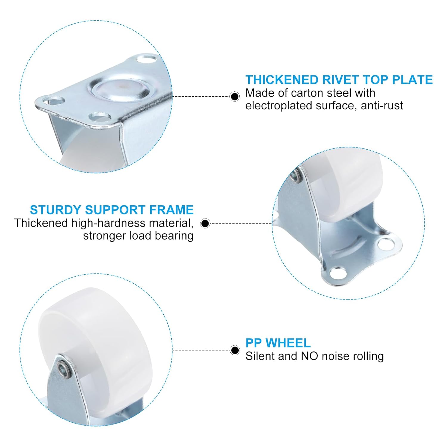 PATIKIL 15 Rigid Caster Wheels 4 Pack for Furniture