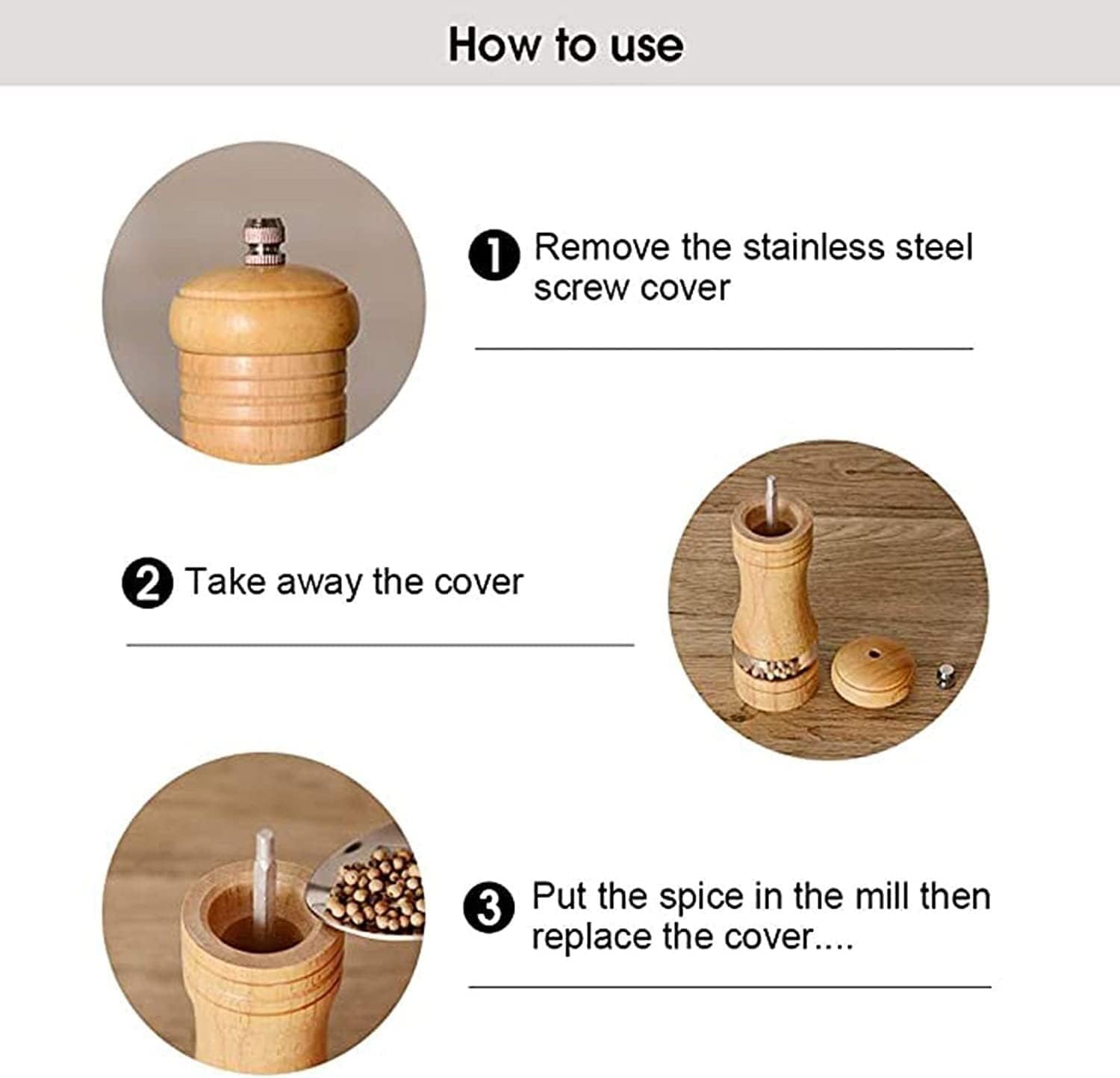 TIANYUU Salt Pepper Grinder Set - Pack of 2