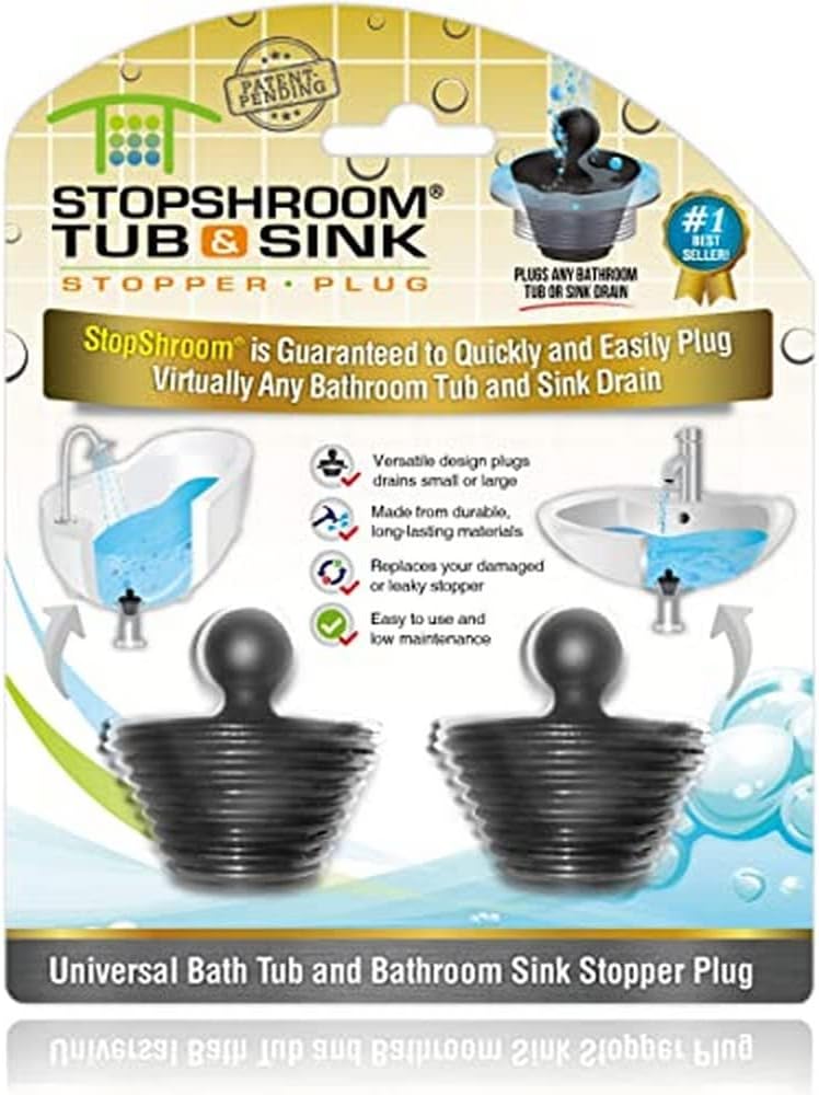 StopShroom Tub 2 Pack Universal Drain Stopper