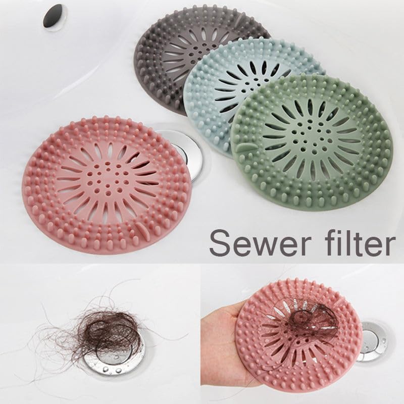 Drain Hair Catcher Set 5 Pieces in Green Blue Pink Grey Light Grey