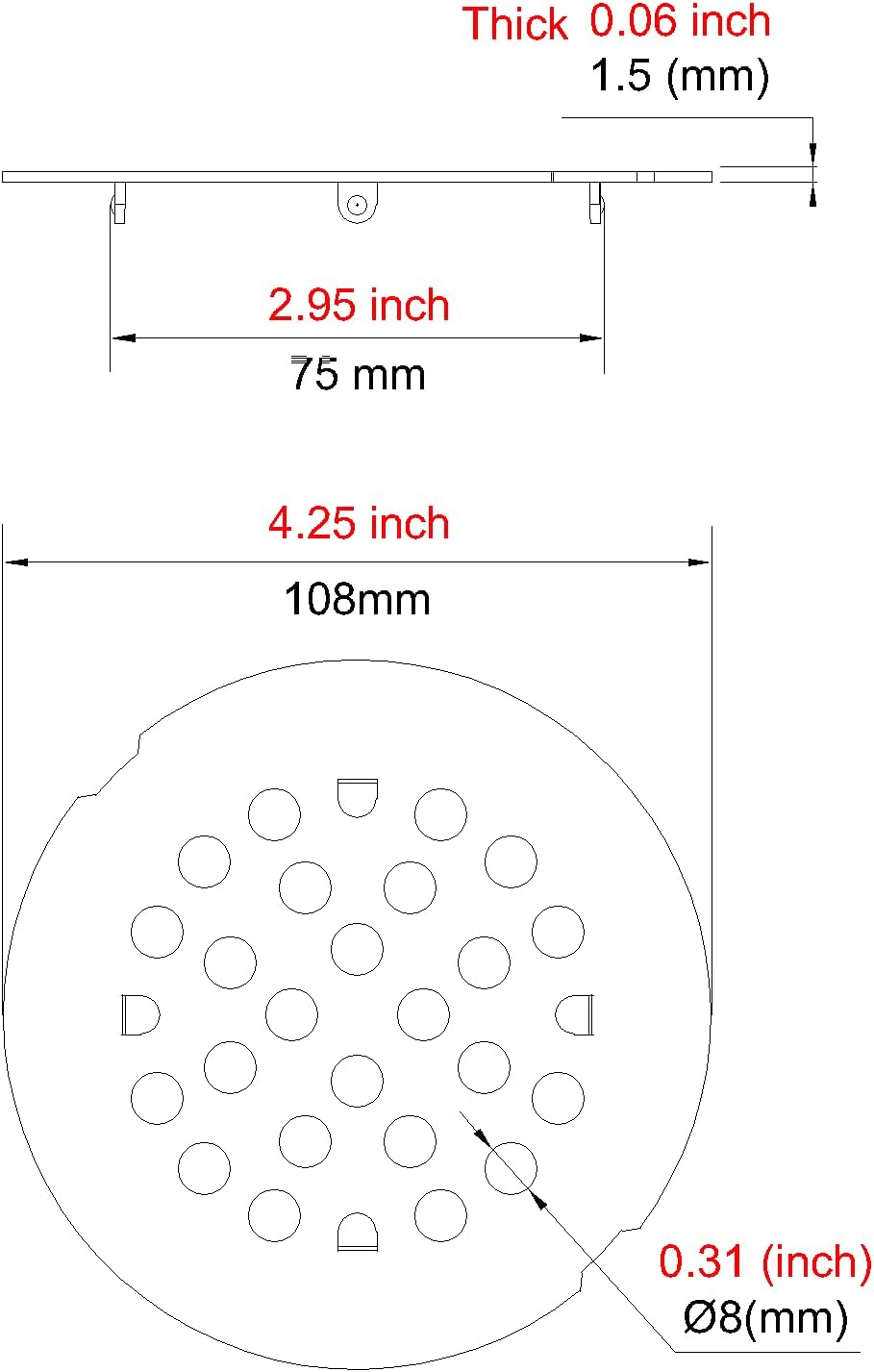 Snap-in Shower Drain Cover 4-14 Inch Oil Rubbed Bronze