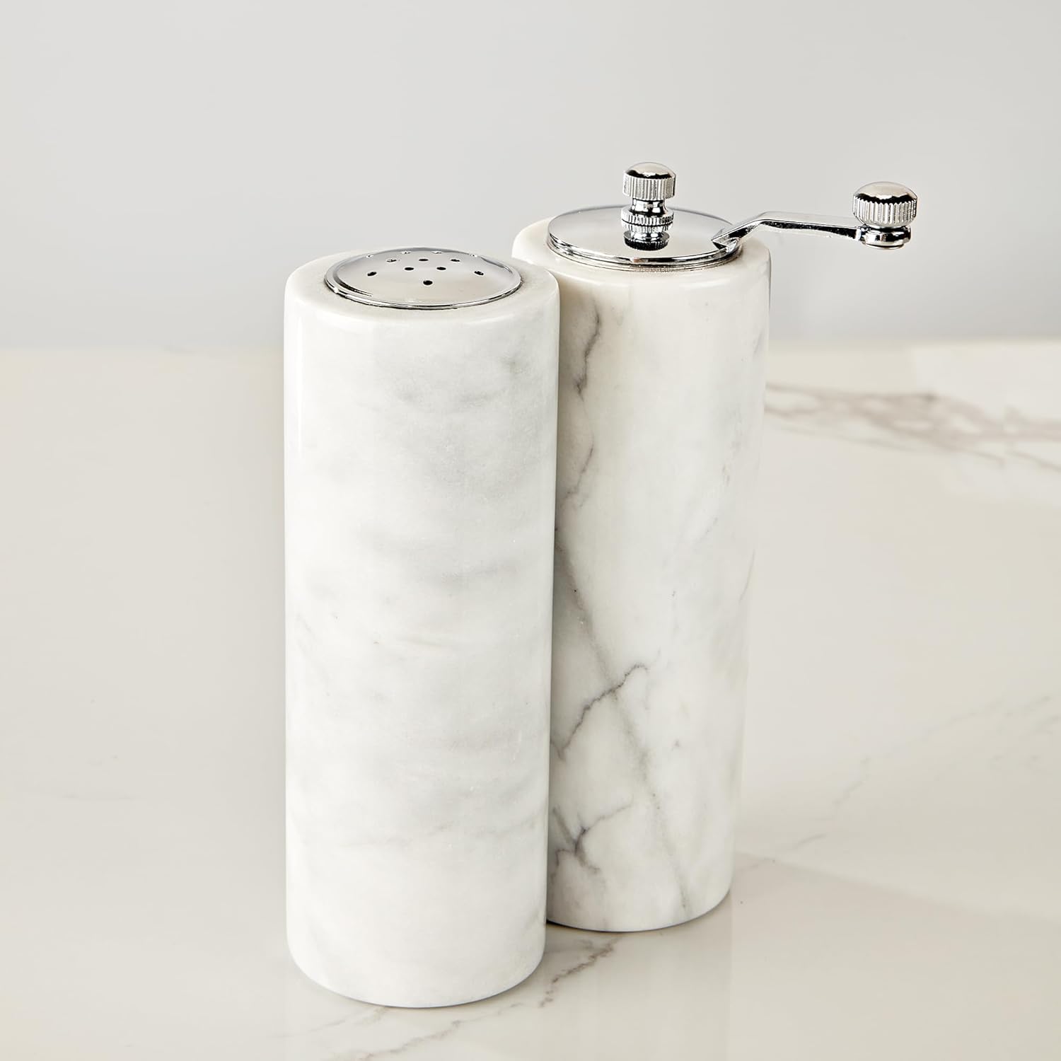 Natural Marble Salt Pepper Shaker Set