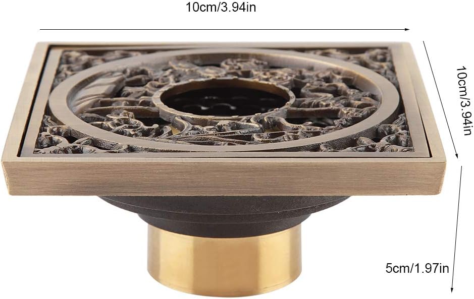 Tomotato Square Drain Strainer Cover 10cm Antique Brass Bathroom Floor Drain