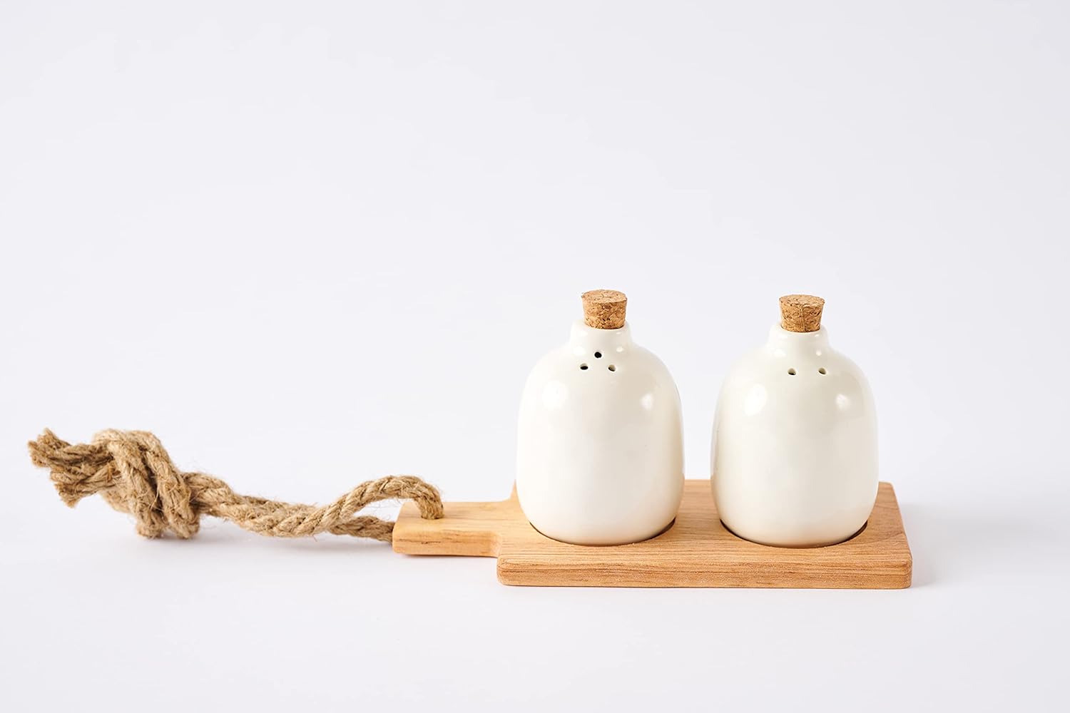Mud Pie Bistro Basic Ceramic Salt Pepper Shaker Set with Board
