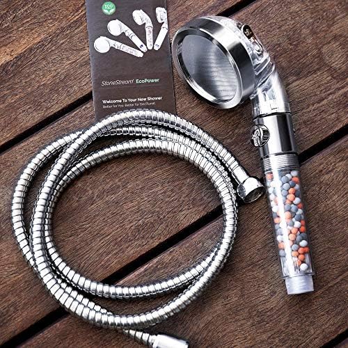 StoneStream EcoPower High Pressure Handheld Shower Head with 3 Spray Modes