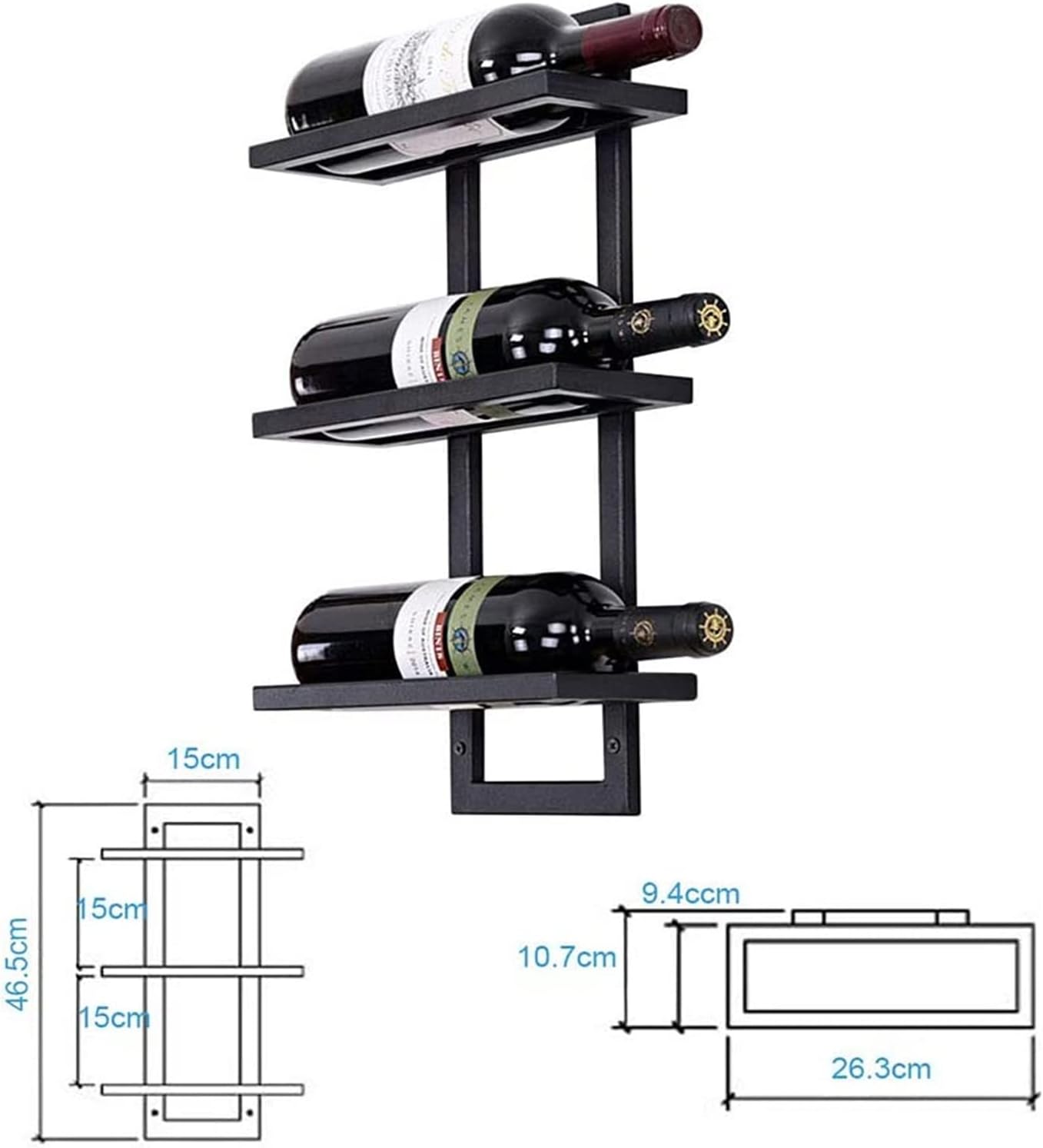 ALDEPO Wine Rack Wall-Mounted Iron Metal Storage