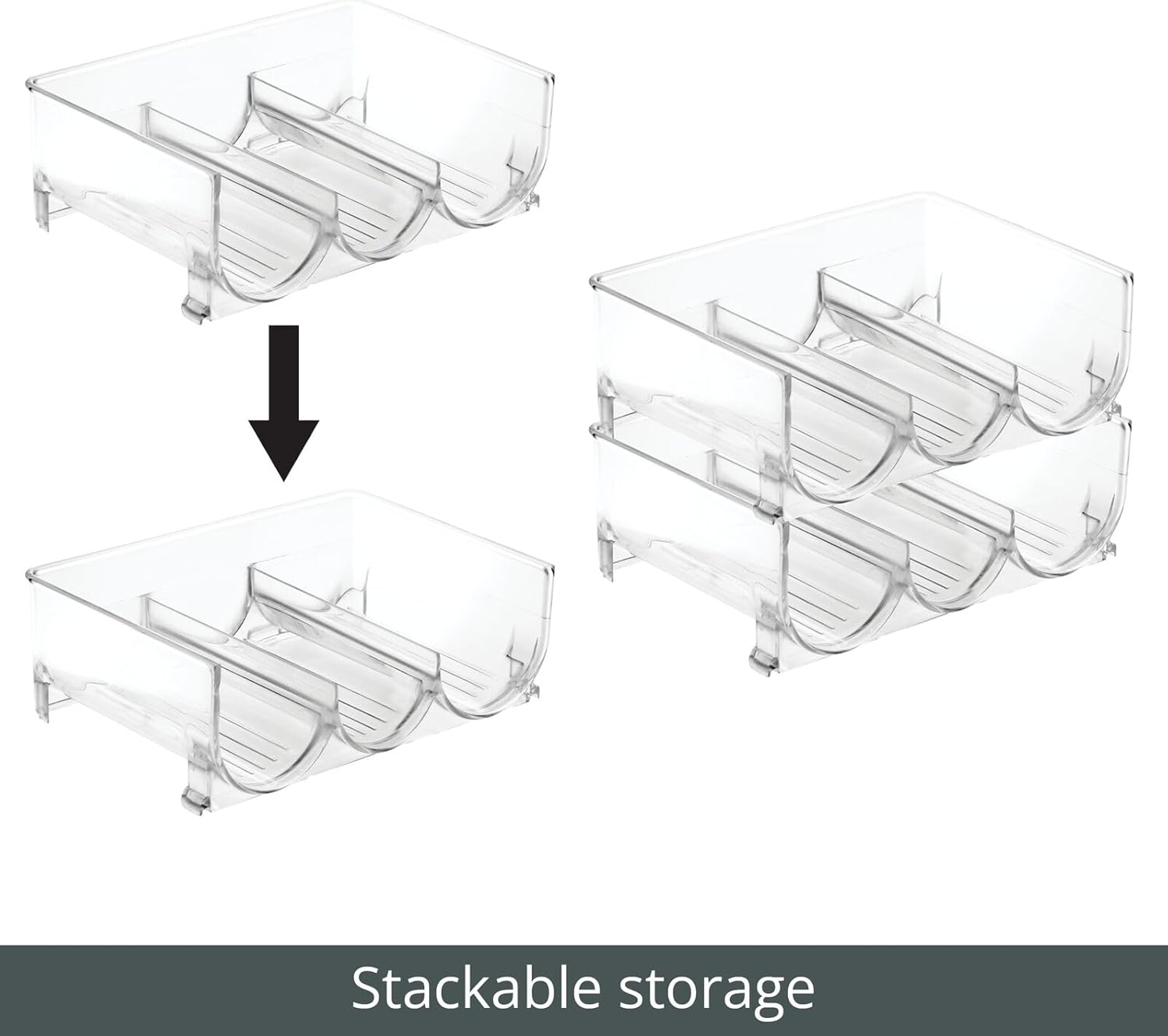 mDesign Clear Stackable 3 Bottle Holder - 4 Pack