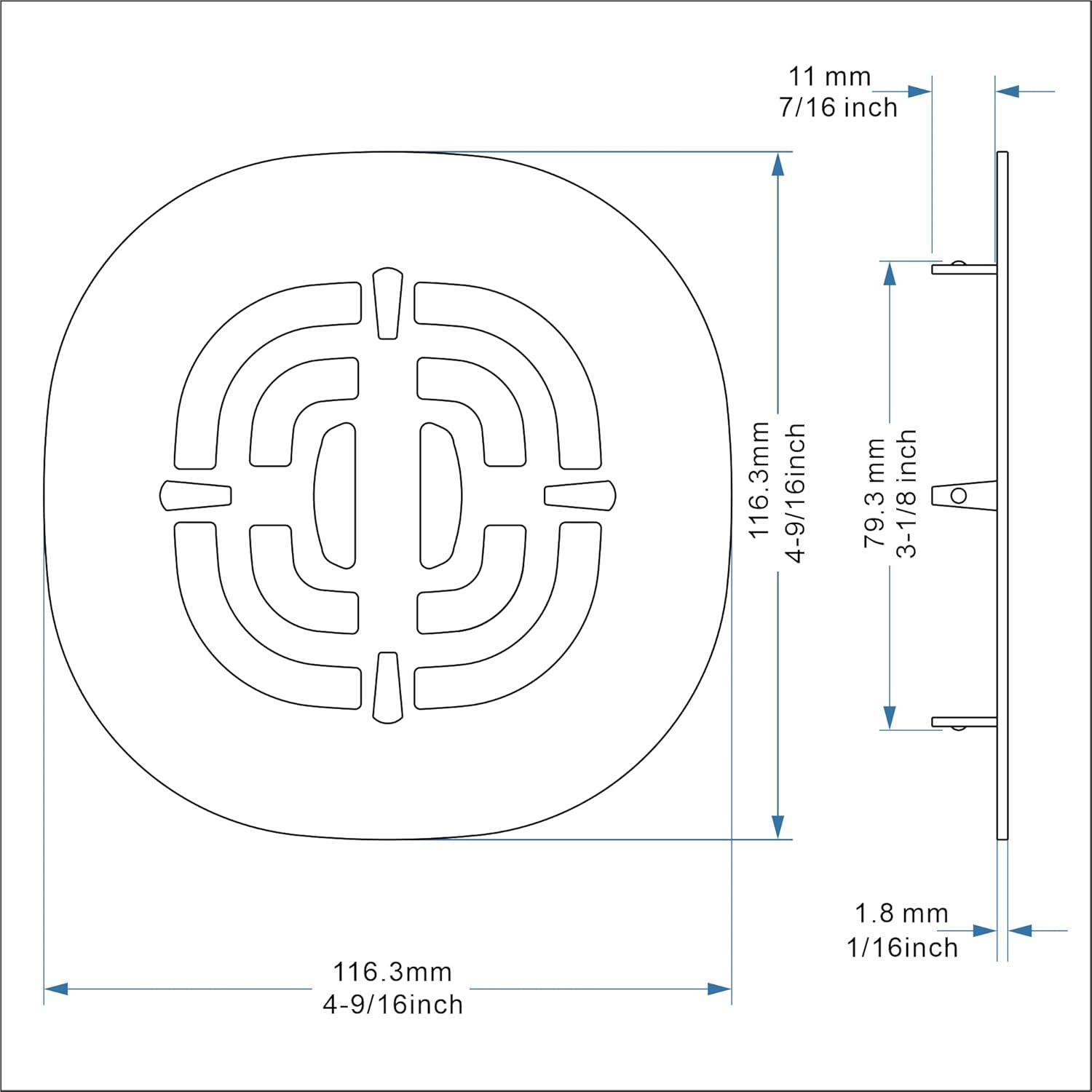 Bropury 425 in x 425 in Snap-in Shower Drain Grid Antique Bronze