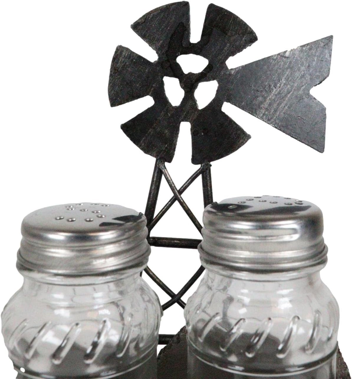 Ebros Gift 6-Tall Rustic Windmill Salt and Pepper Shaker Holder Set