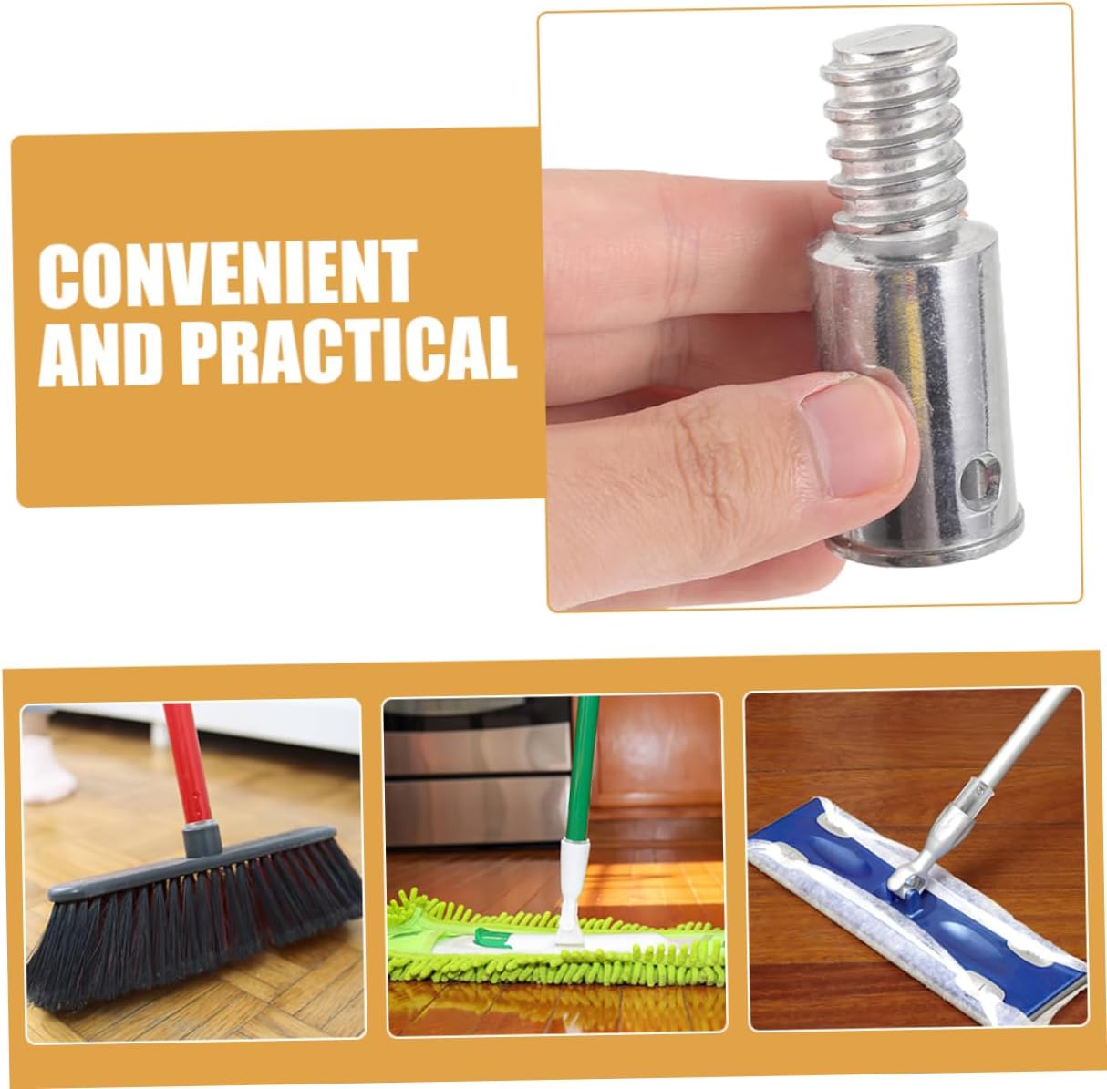 8PCS Threaded Tip Replacement Broom Handle End for Mop Poles
