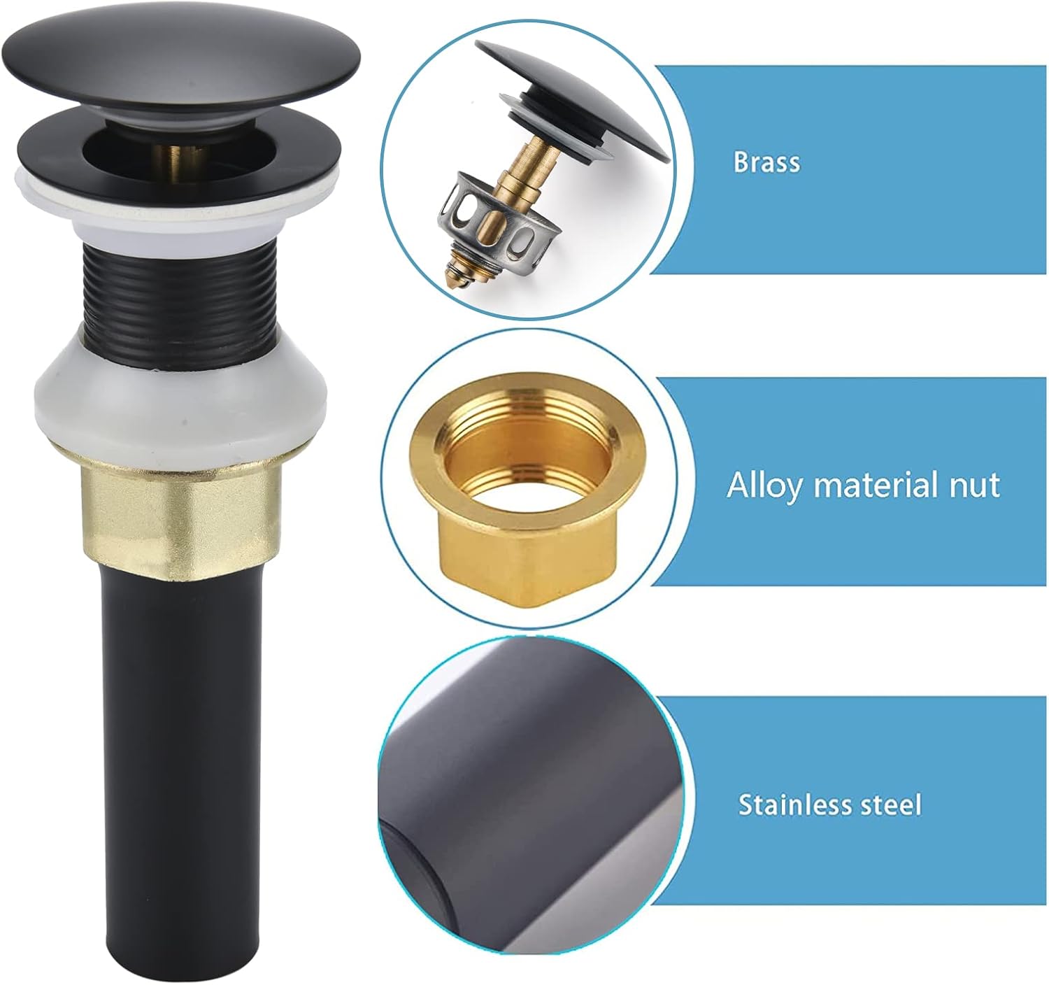Rockgoya Matte Black Pop Up Drain Stopper