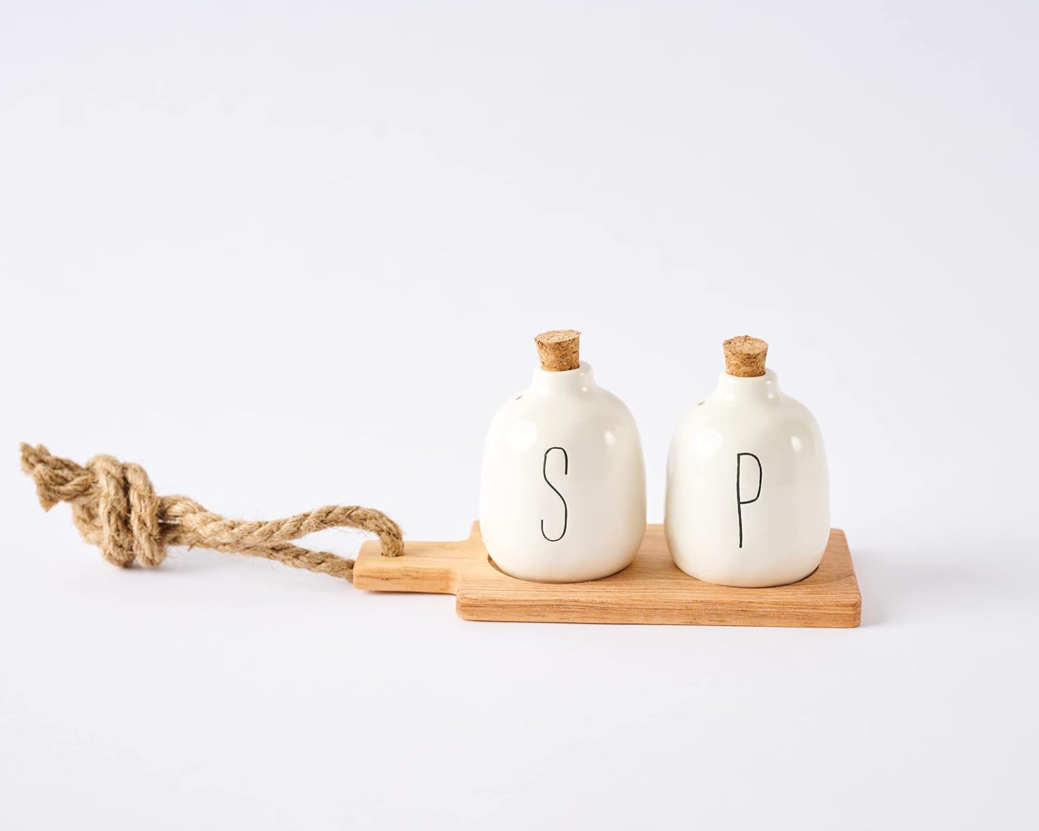 Mud Pie Bistro Basic Ceramic Salt Pepper Shaker Set with Board