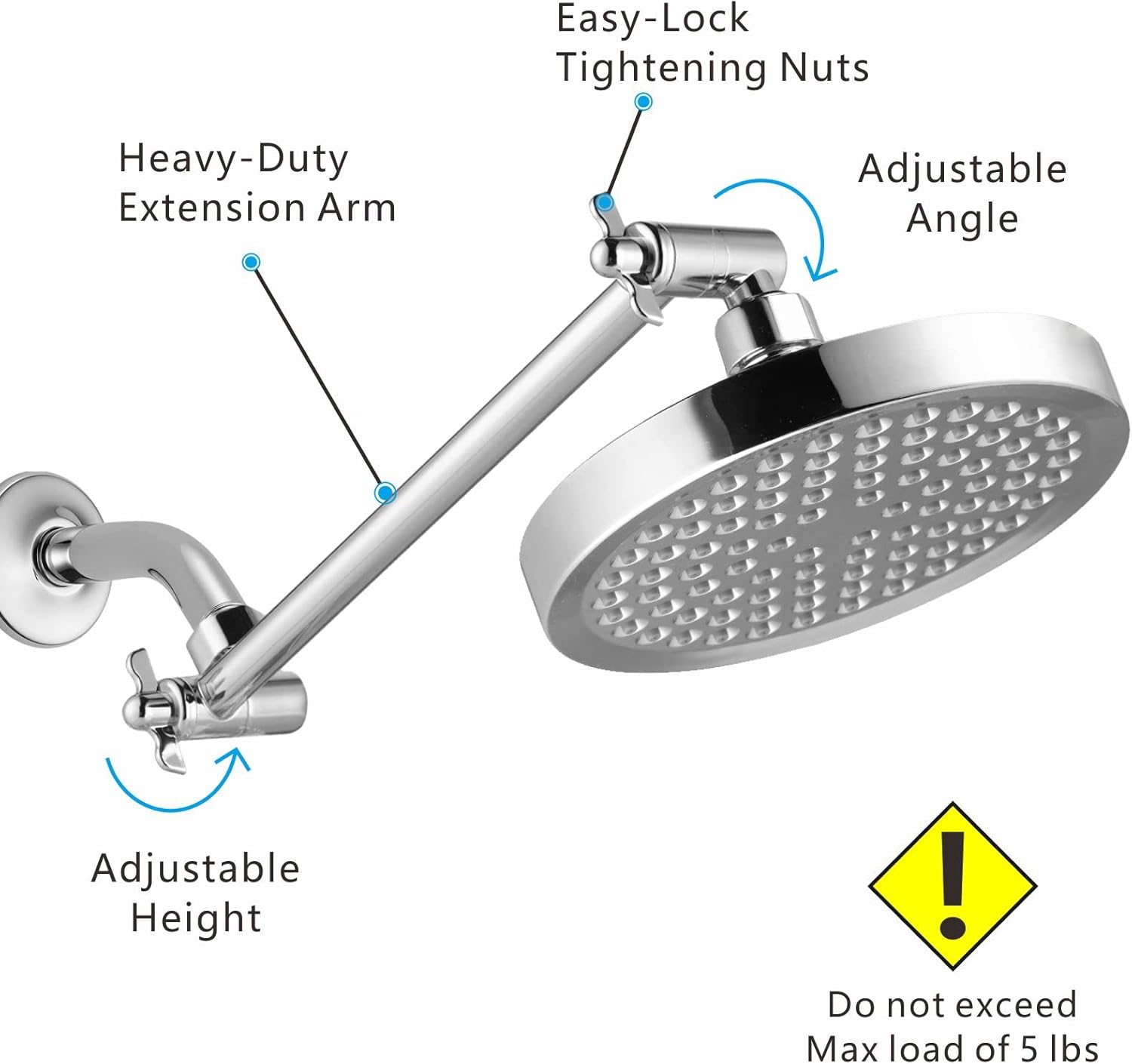 Nuodan 11 Inch Solid Brass Shower Arm with Universal Connection and Chrome Finish