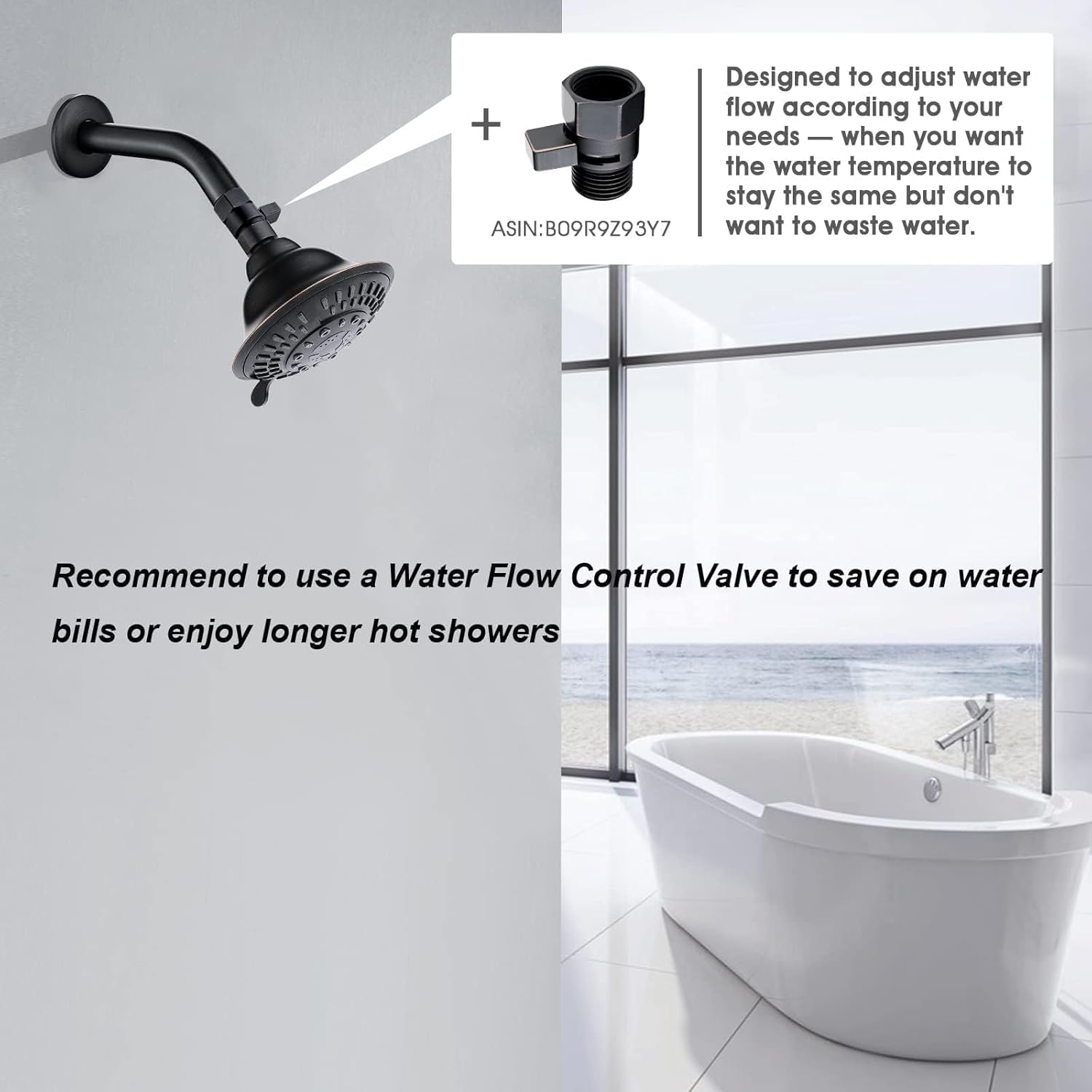 BRIGHT SHOWERS High Pressure Showerhead with 5 Spray Settings