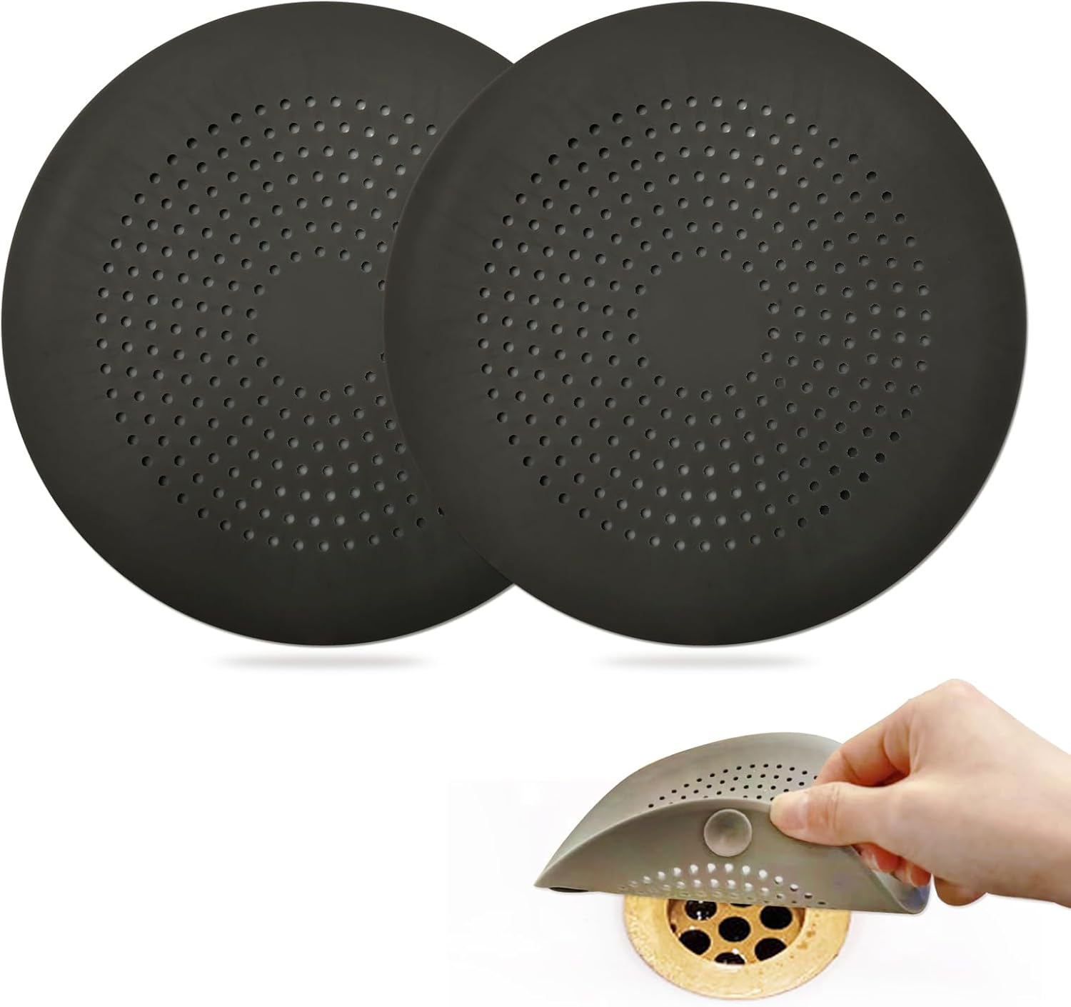 TDZJONE Hair Catcher with Suction Cups 2 Pack Black