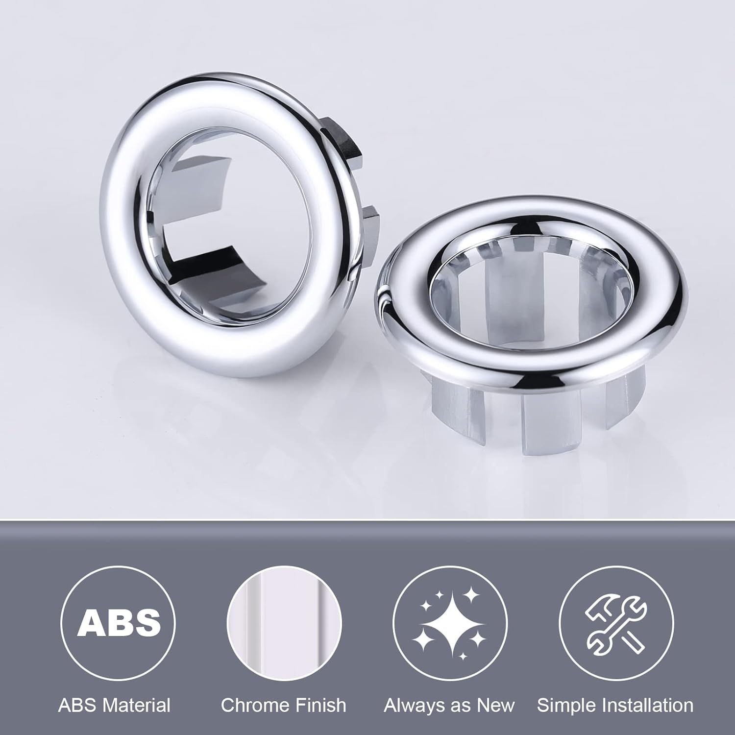2 Pack Sink Overflow Ring Chrome 1