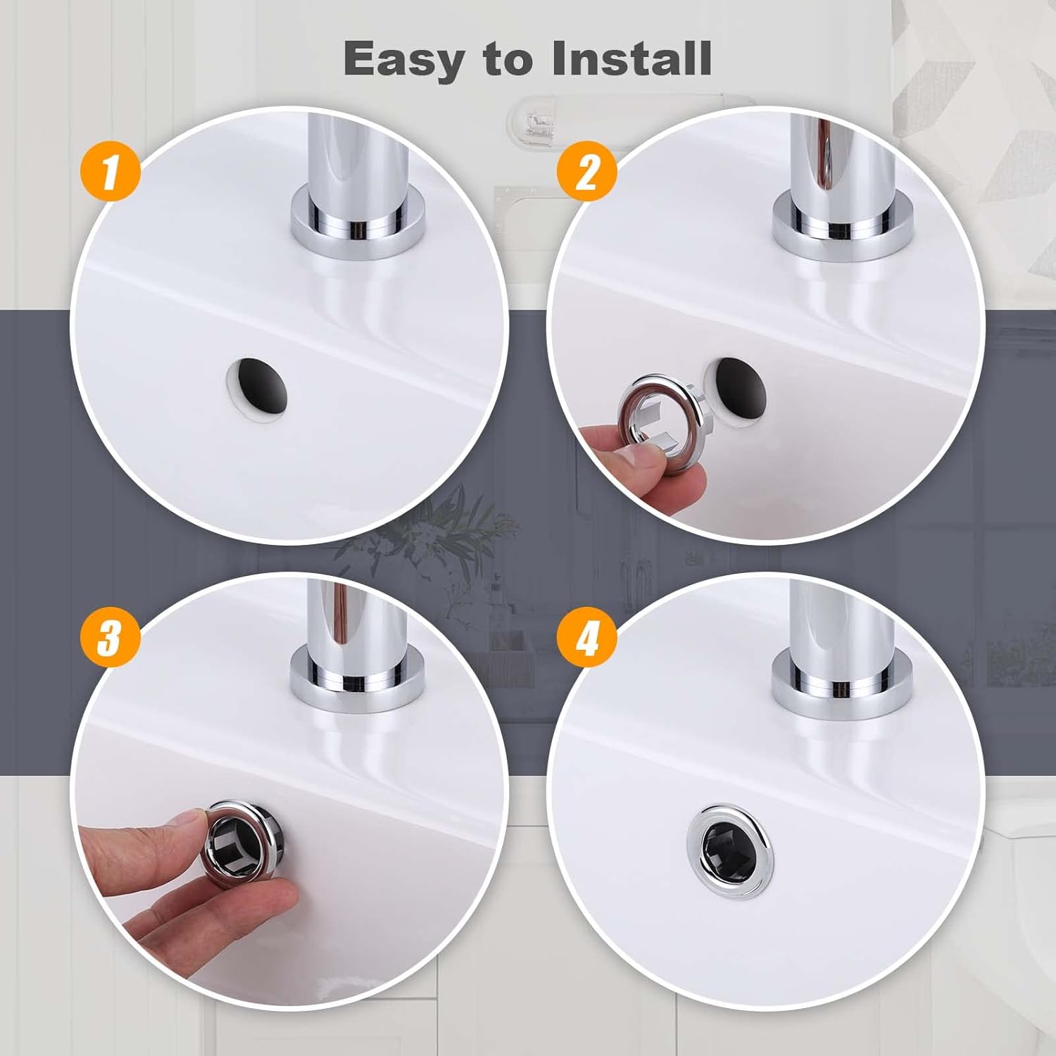 2 Pack Sink Overflow Ring Chrome 1