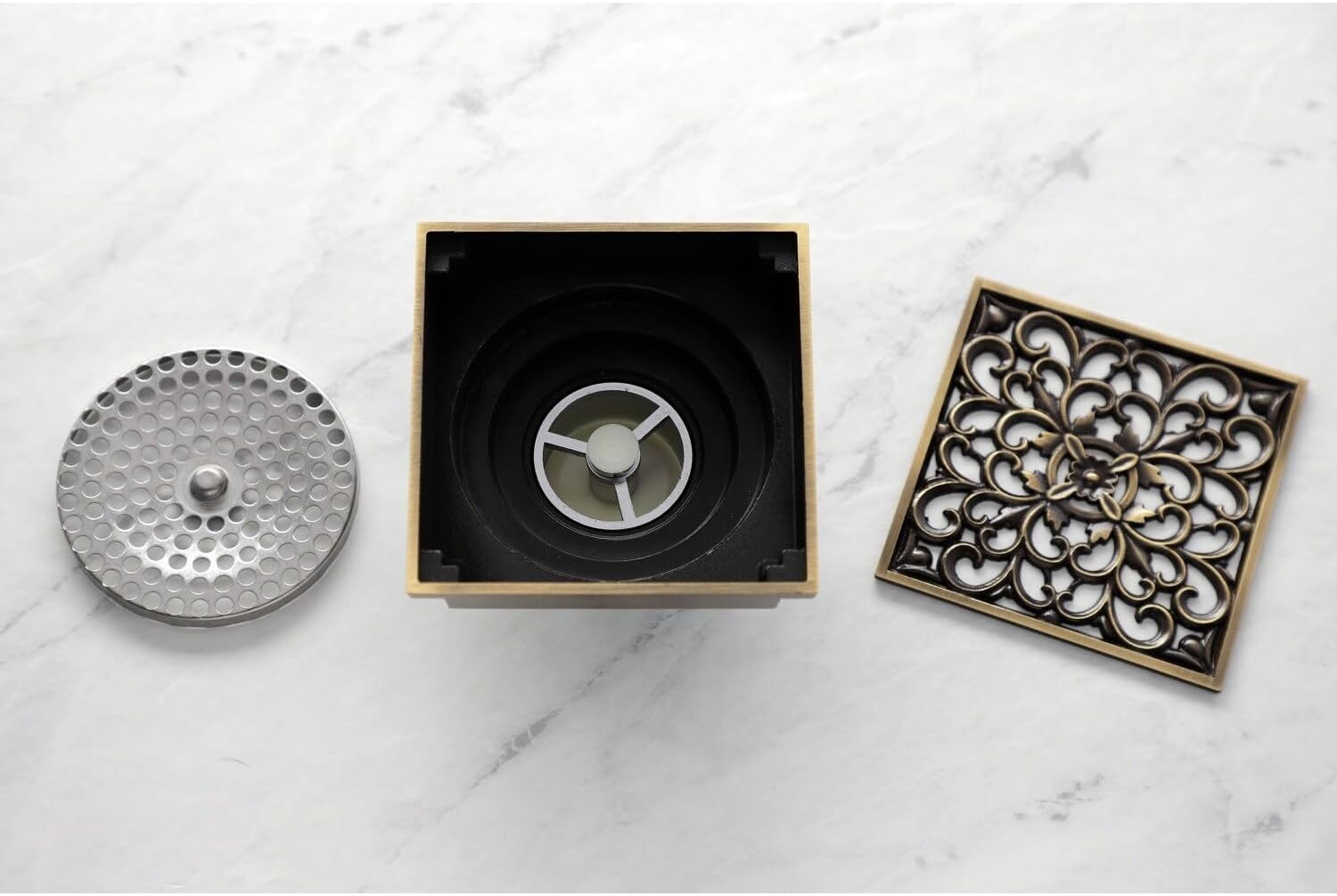 Kingston Brass Watercourse Scroll Drain Strainer 4 Square Grid
