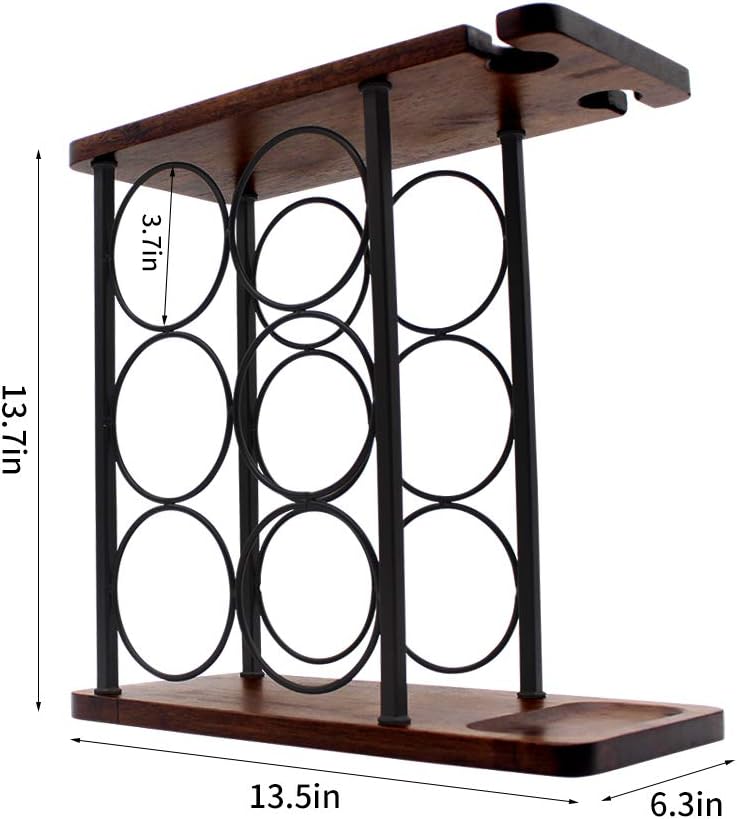 SASIDO Wooden Wine Rack with Tray and Glasses Holder