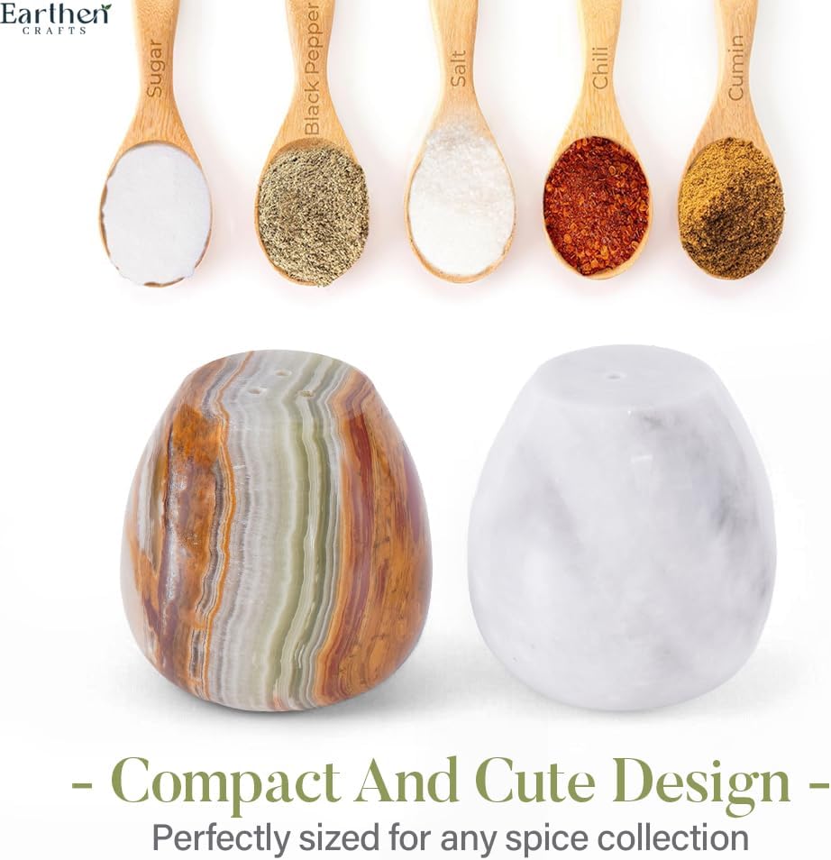 EARTHEN CRAFTS Marble Salt Pepper Egg Shape Set of 2