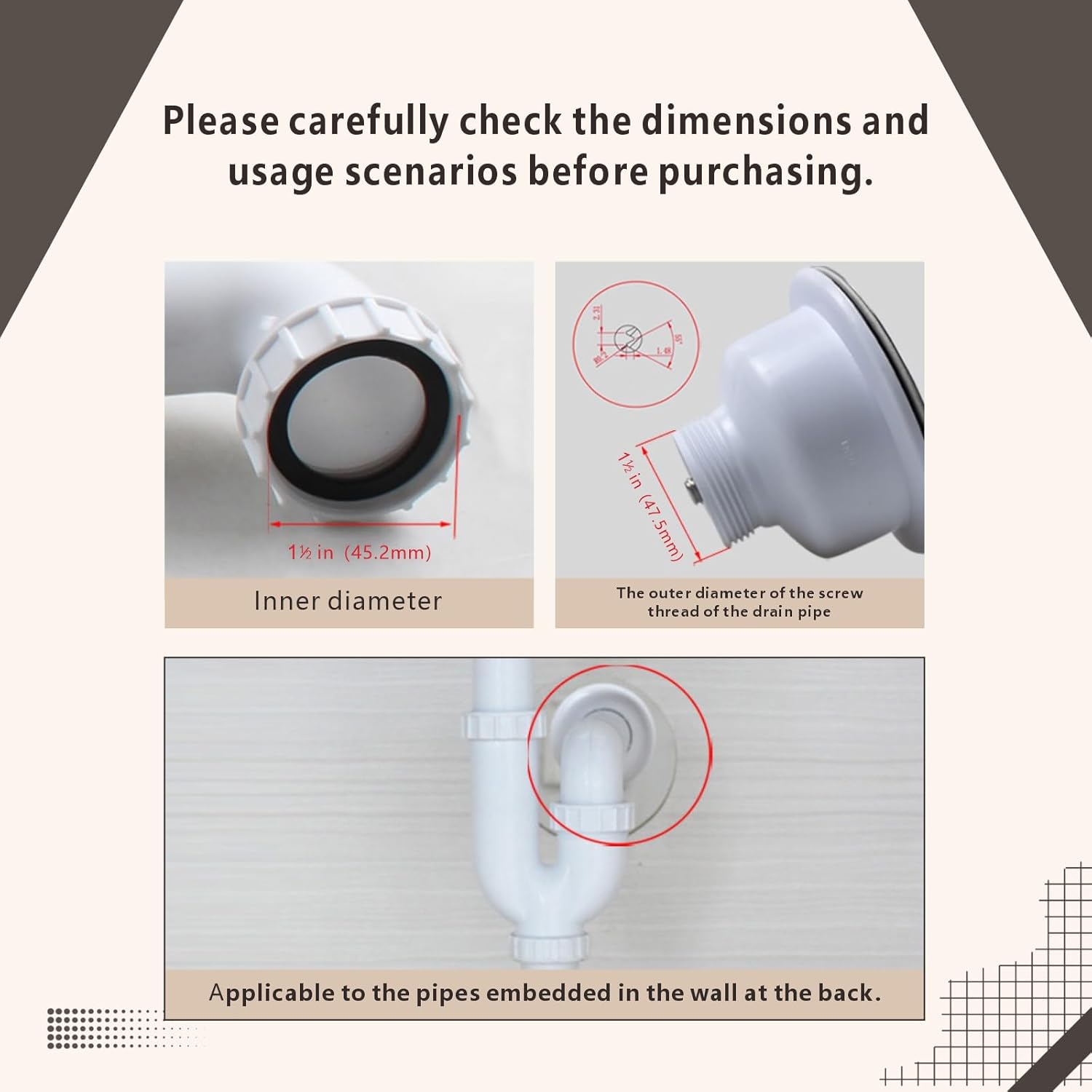 Universal Sink Drain Kit with P Trap for Kitchen and Bathroom White
