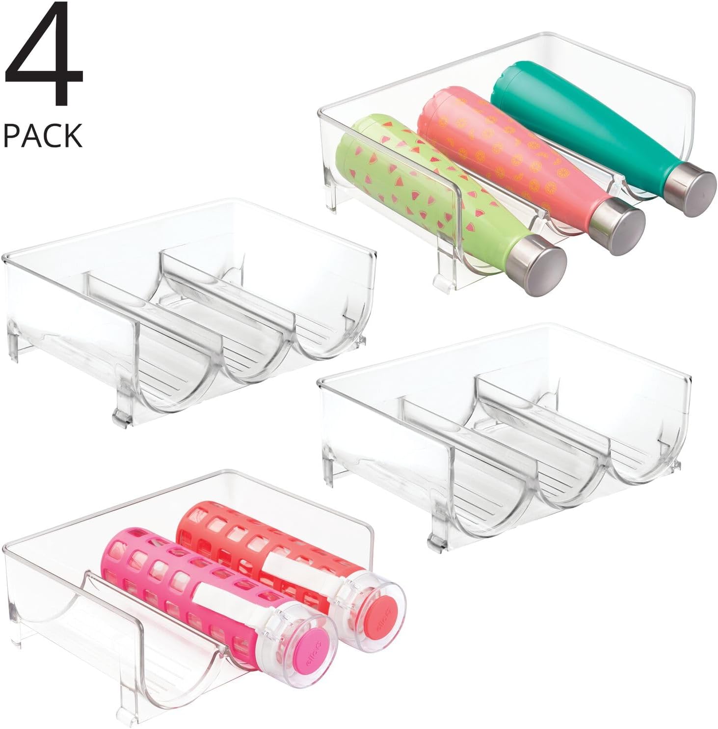 mDesign Clear Stackable 3 Bottle Holder - 4 Pack