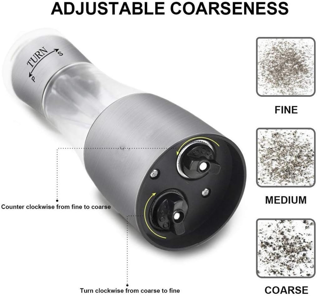 sdneNest Salt Pepper Grinder Set 2 in 1 Stainless Steel