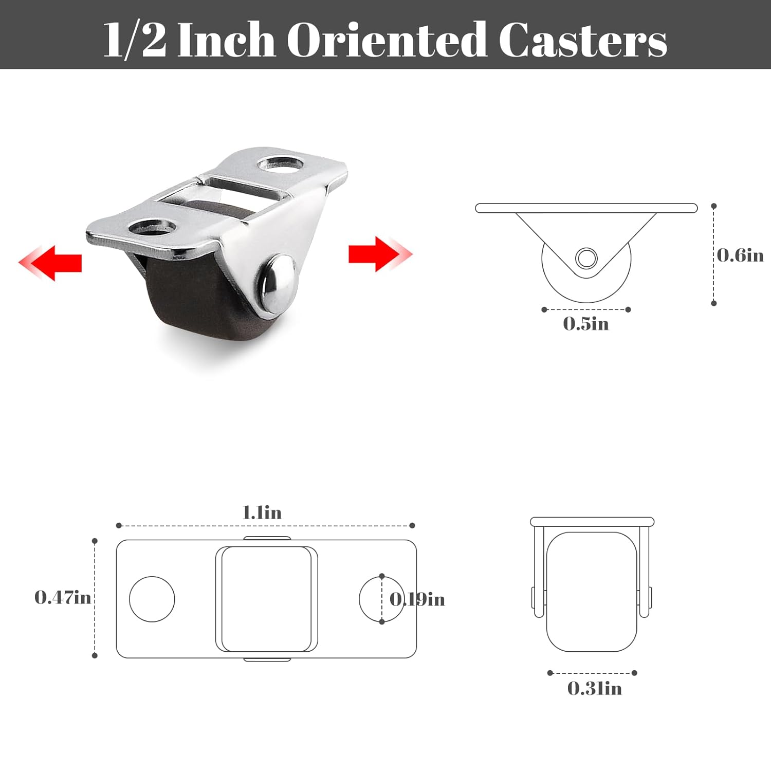 LYASIL 8Pack 05 Inch Mini Caster Wheels