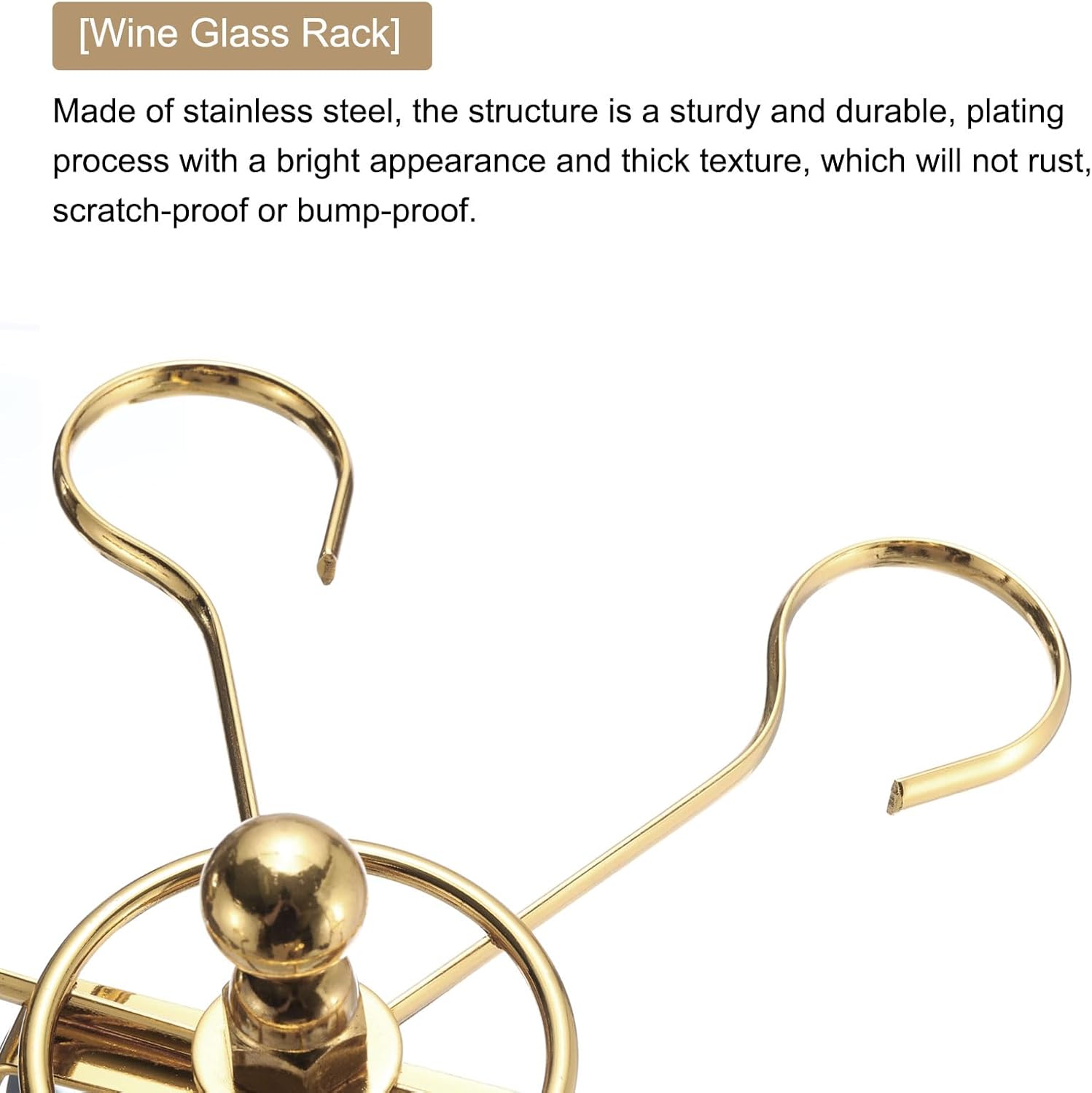 Uexcel Countertop Wine Glass Holder with 6 Hooks