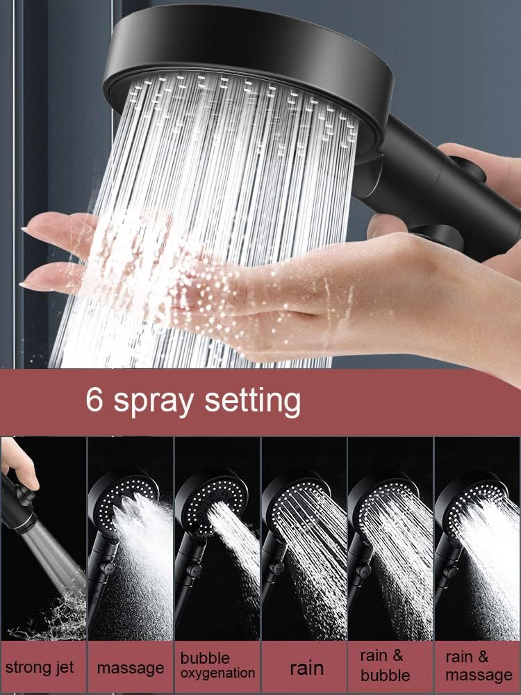 6 Function Handheld Shower Head with 59 Inch Hose Bracket
