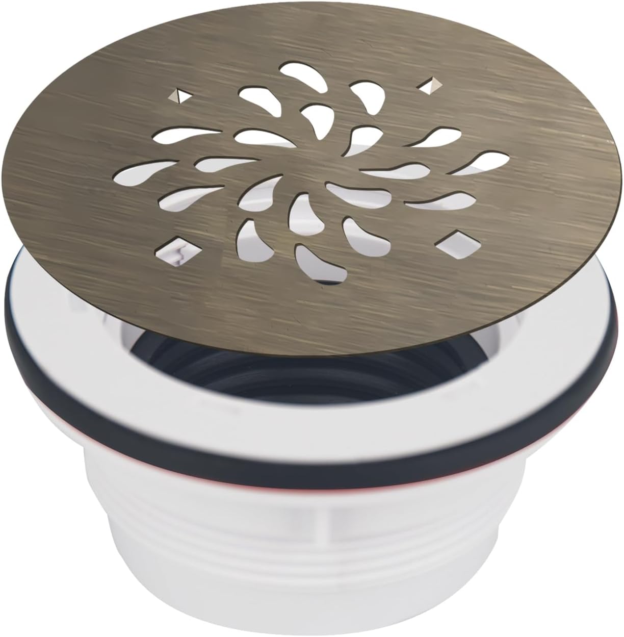 Uni-Green 4-14 Round Shower Drain Grate - Antique Brass Waterdrop Shape