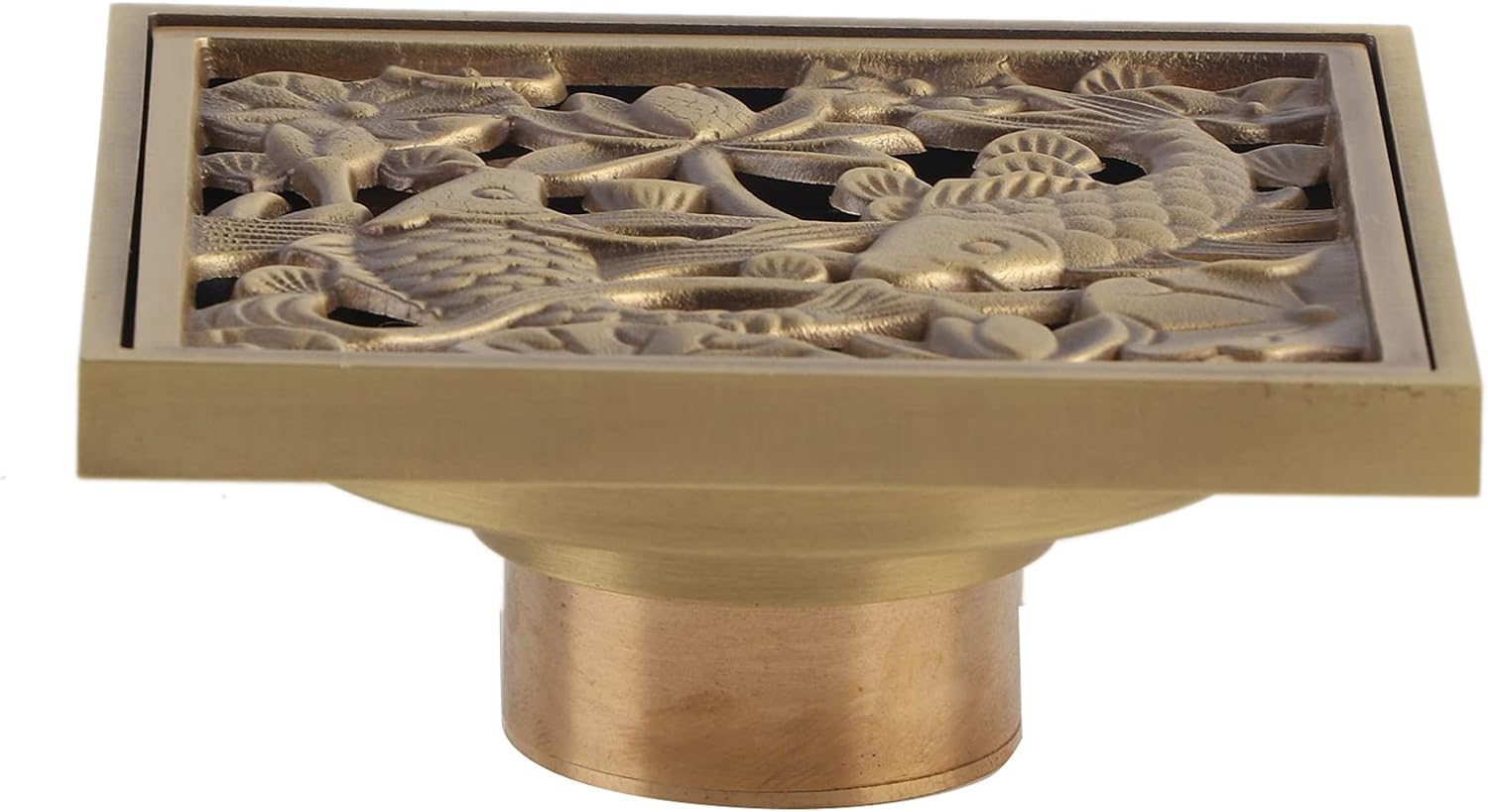 Fafeicy Antique Brass Drain with Removable Cover Grid 43x43x28in Tile Insert
