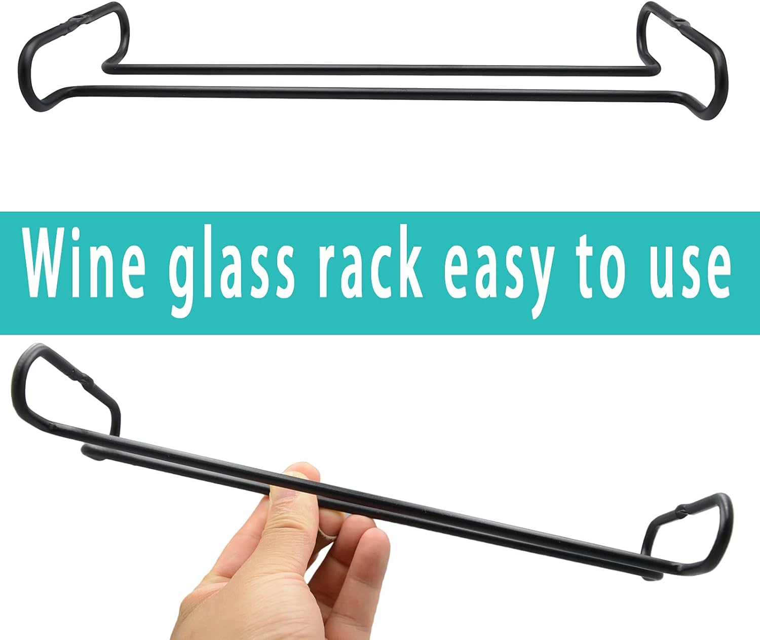 10 Inch Wine Glass Rack Under Cabinet Set of 4 Black 1