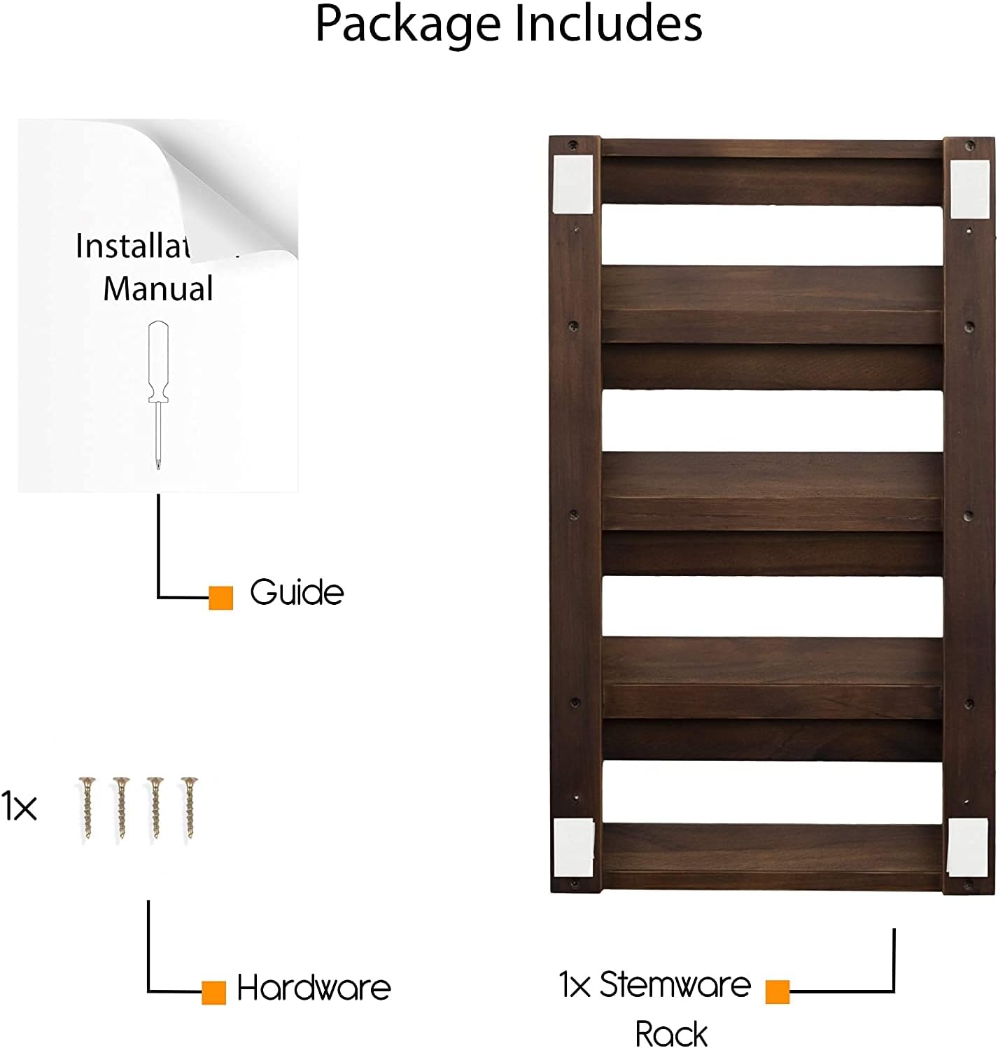 Rustic State 4 Sectional Wine Glass Rack - 12 Glasses Storage
