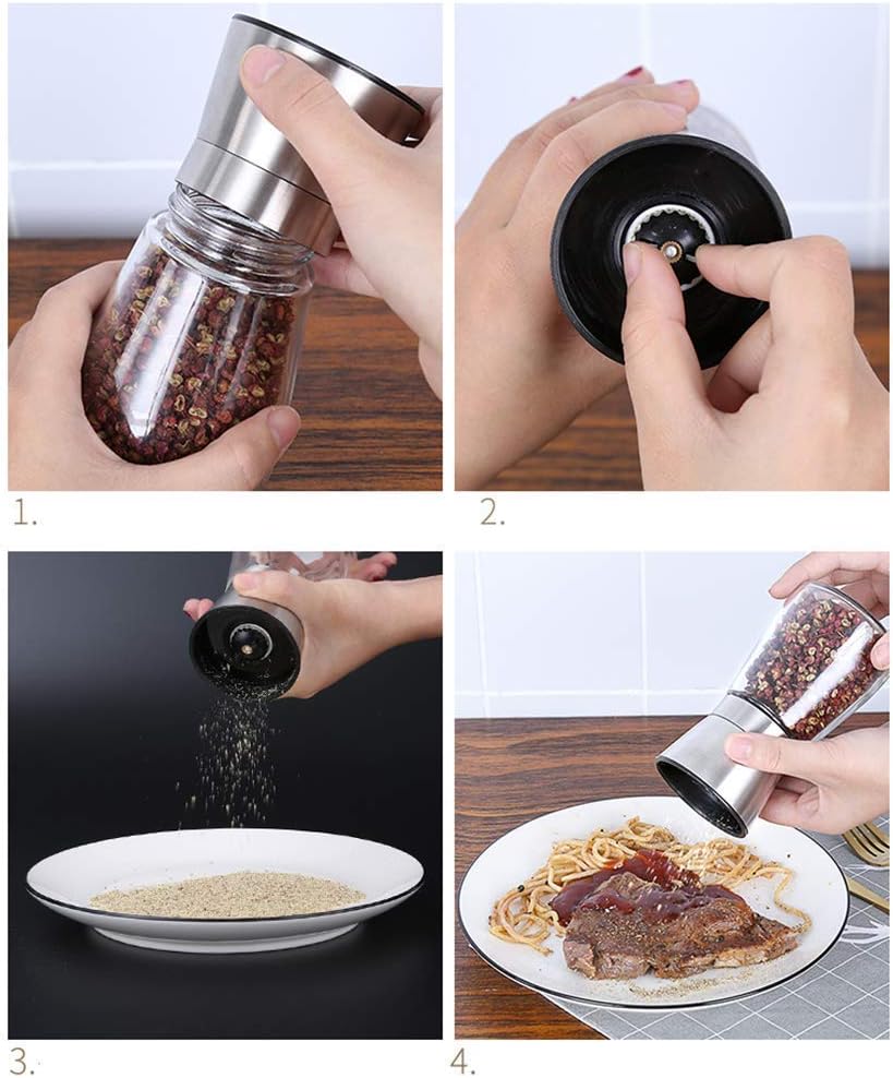 Premium Salt Pepper Grinder Set with Glass Body