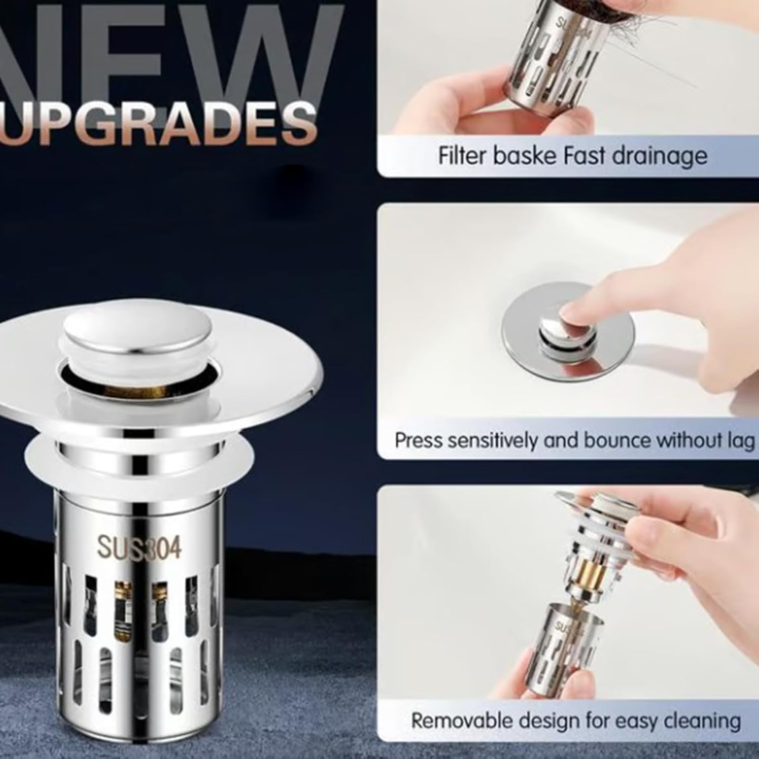 Lexoyes Universal Stainless Steel Drain Strainer